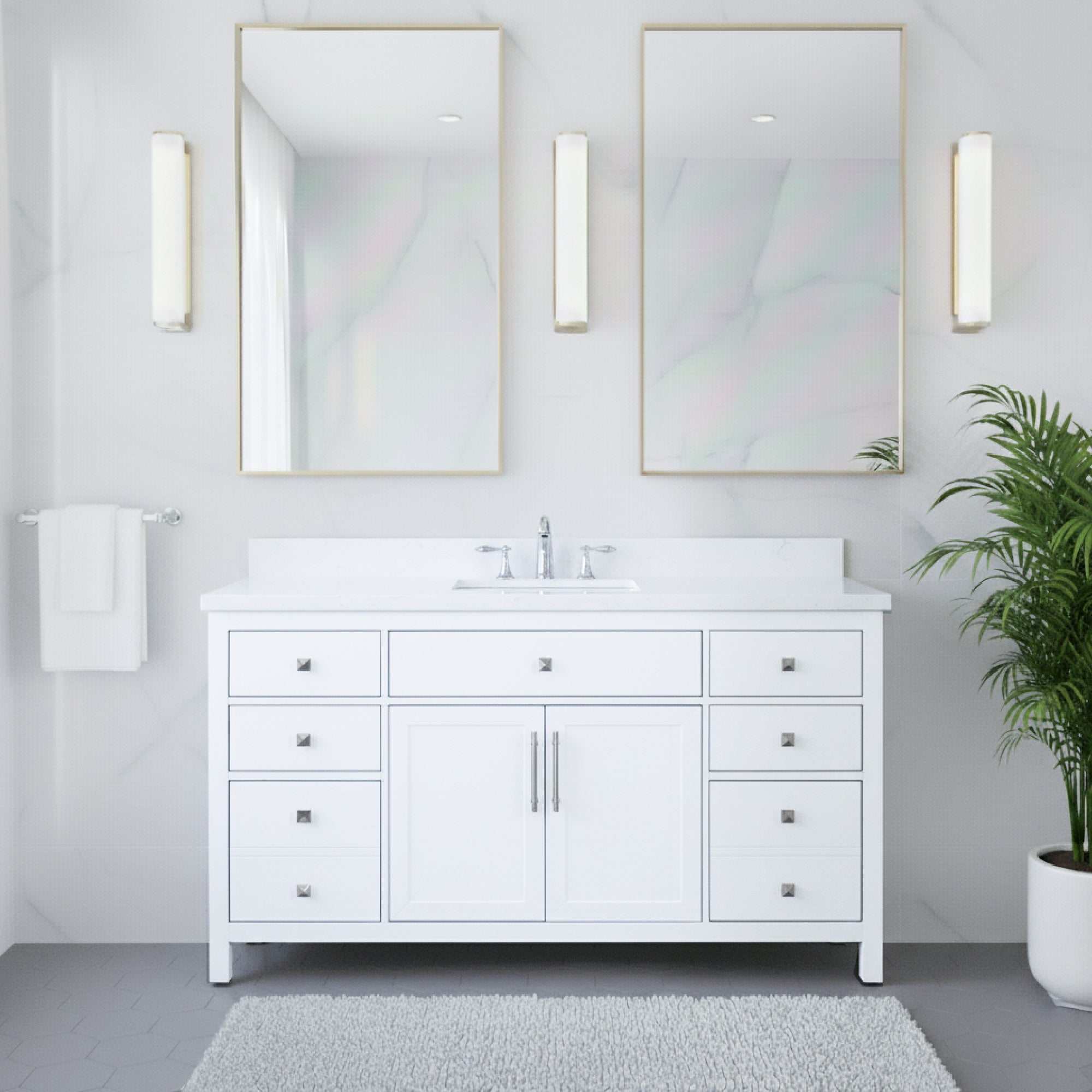 Lavanti Oakford - White 60" Single Sink