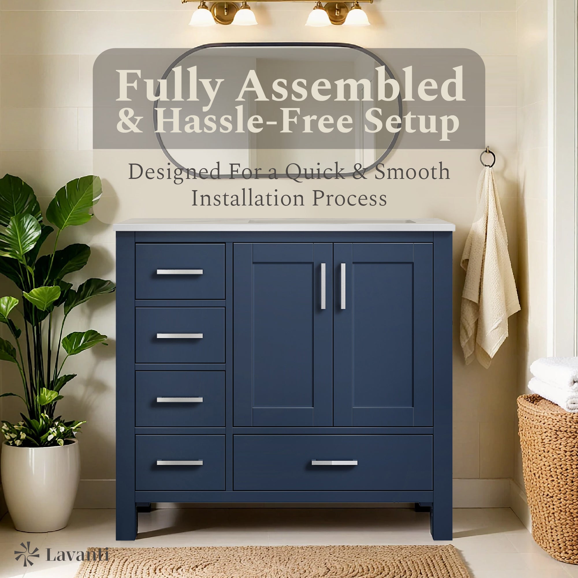 Lavanti Jumana - Navy Blue 36" Right Sink