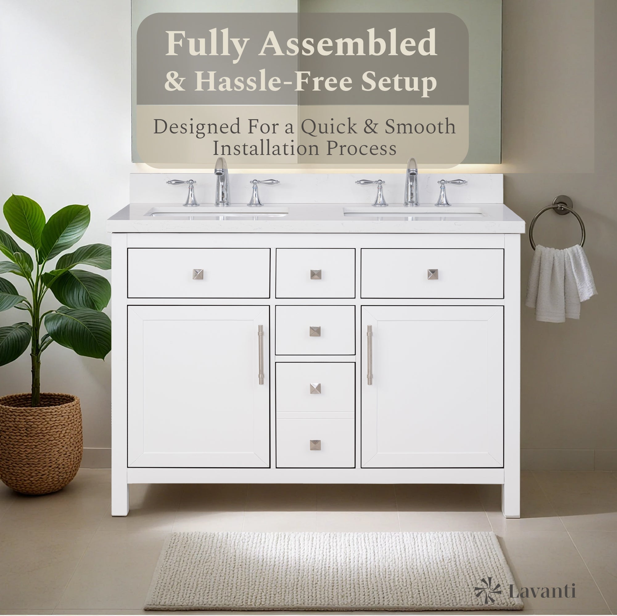 Lavanti Oakford - White 48" Double Sink