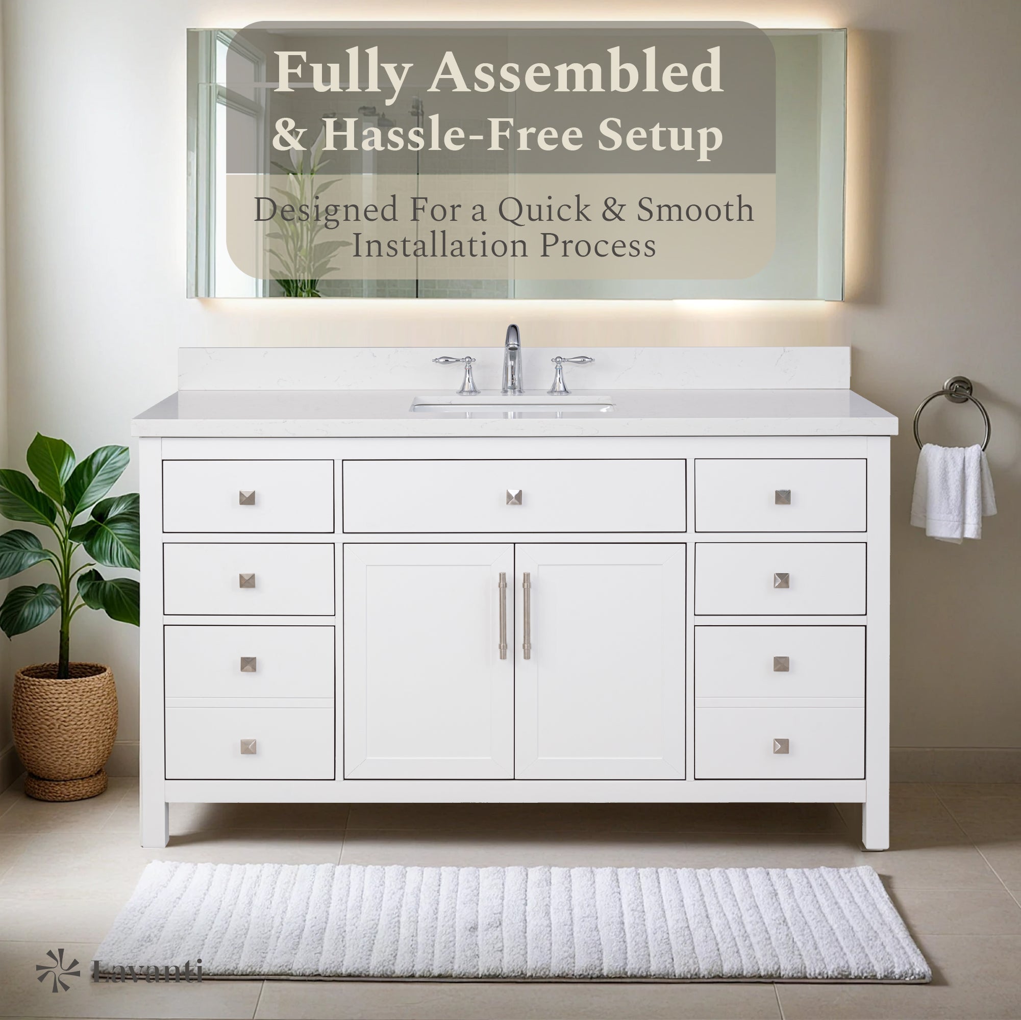 Lavanti Oakford - White 60" Single Sink