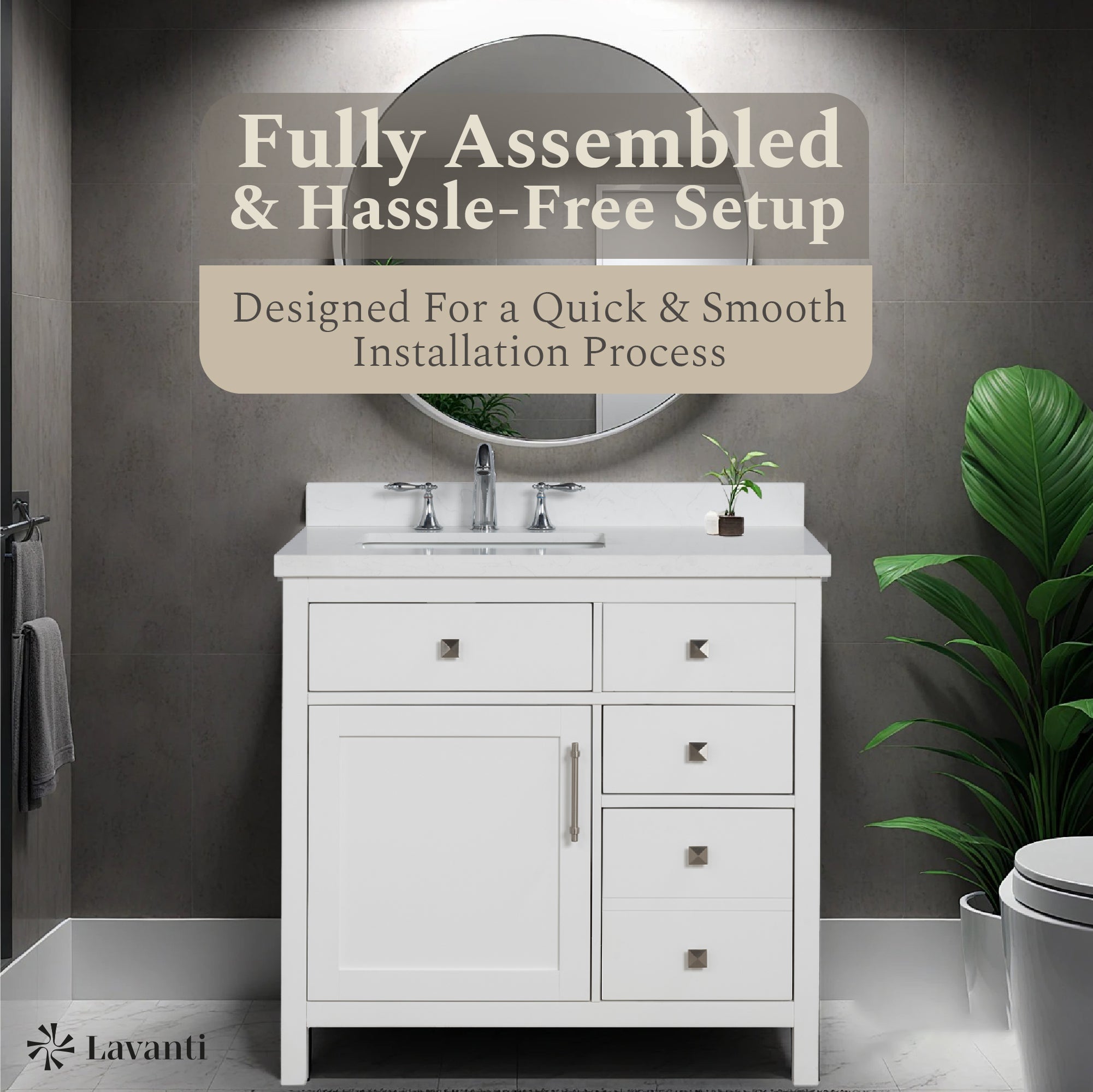 Lavanti Oakford - White 36" Left Sink