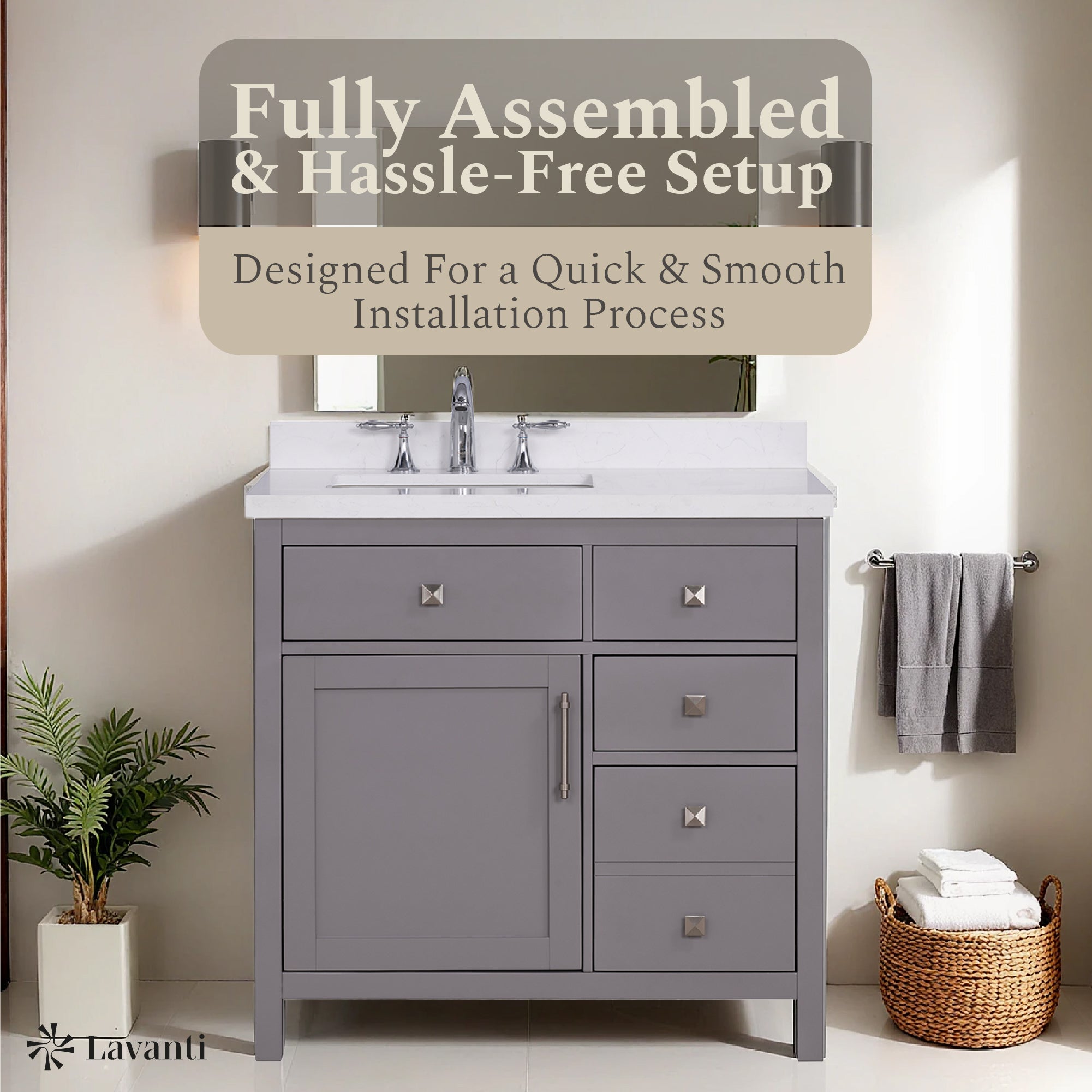 Lavanti Oakford - Gray 36" Left Sink