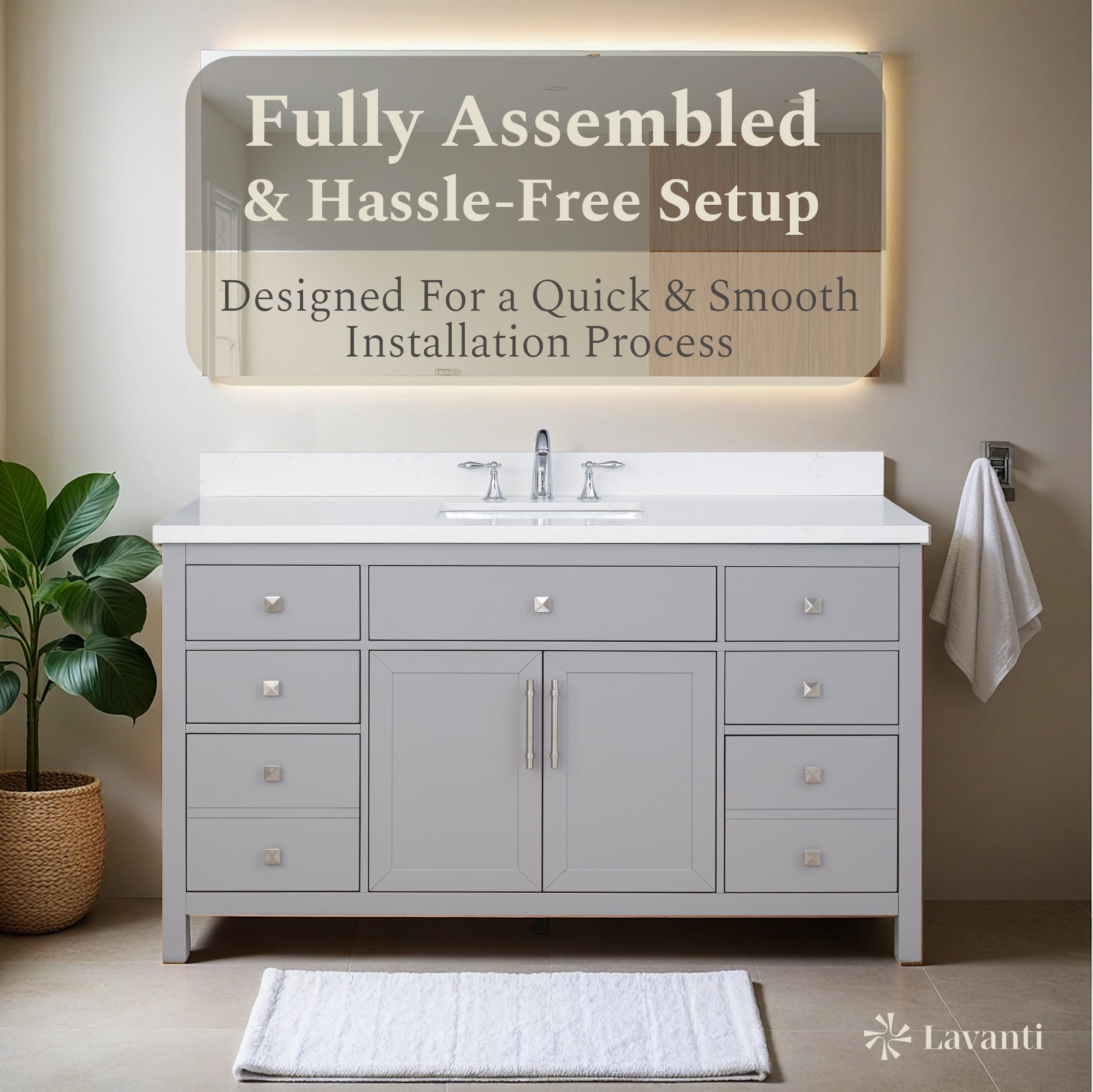Lavanti Oakford - Gray 60" Single Sink