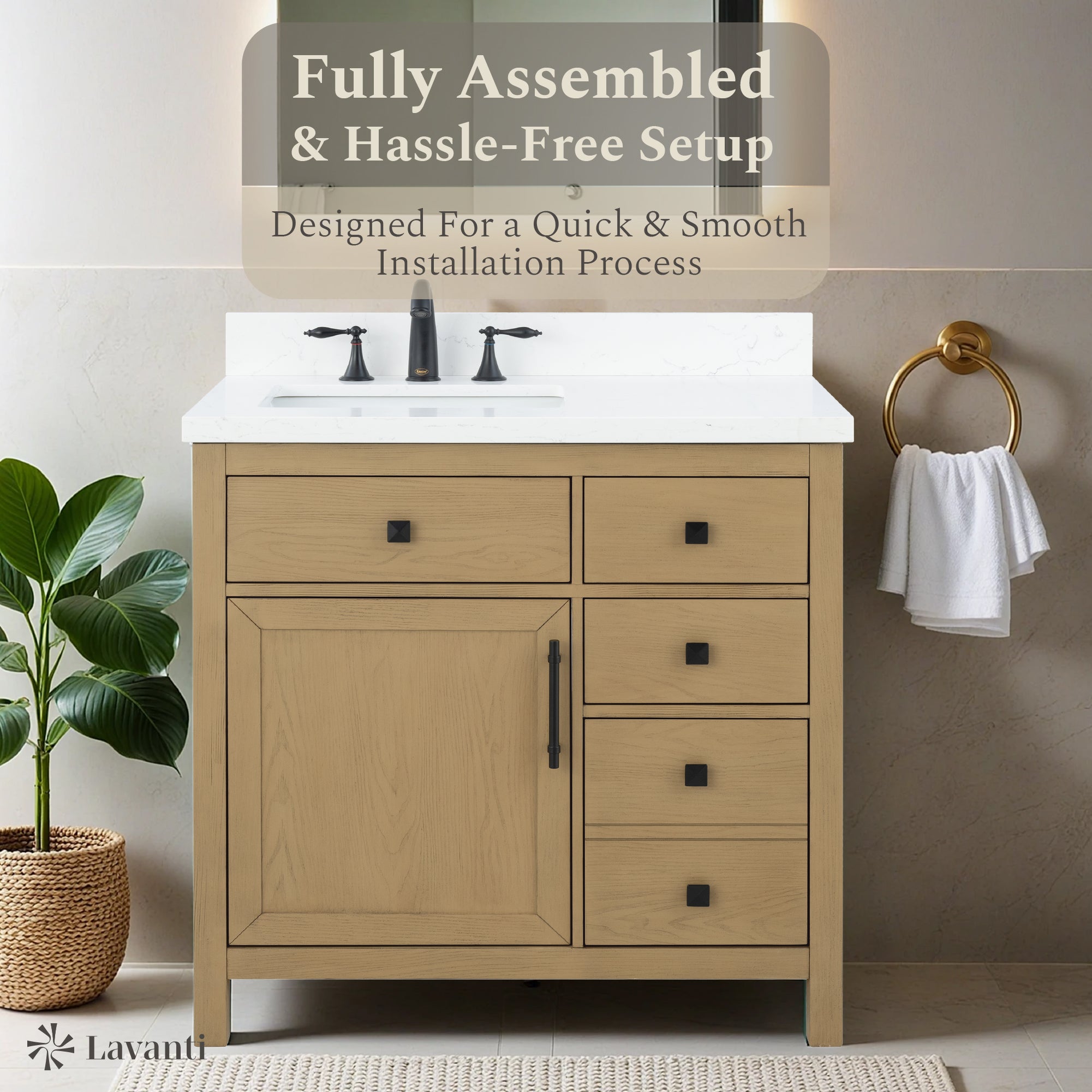 Lavanti Oakford - Oak 36" Left Sink