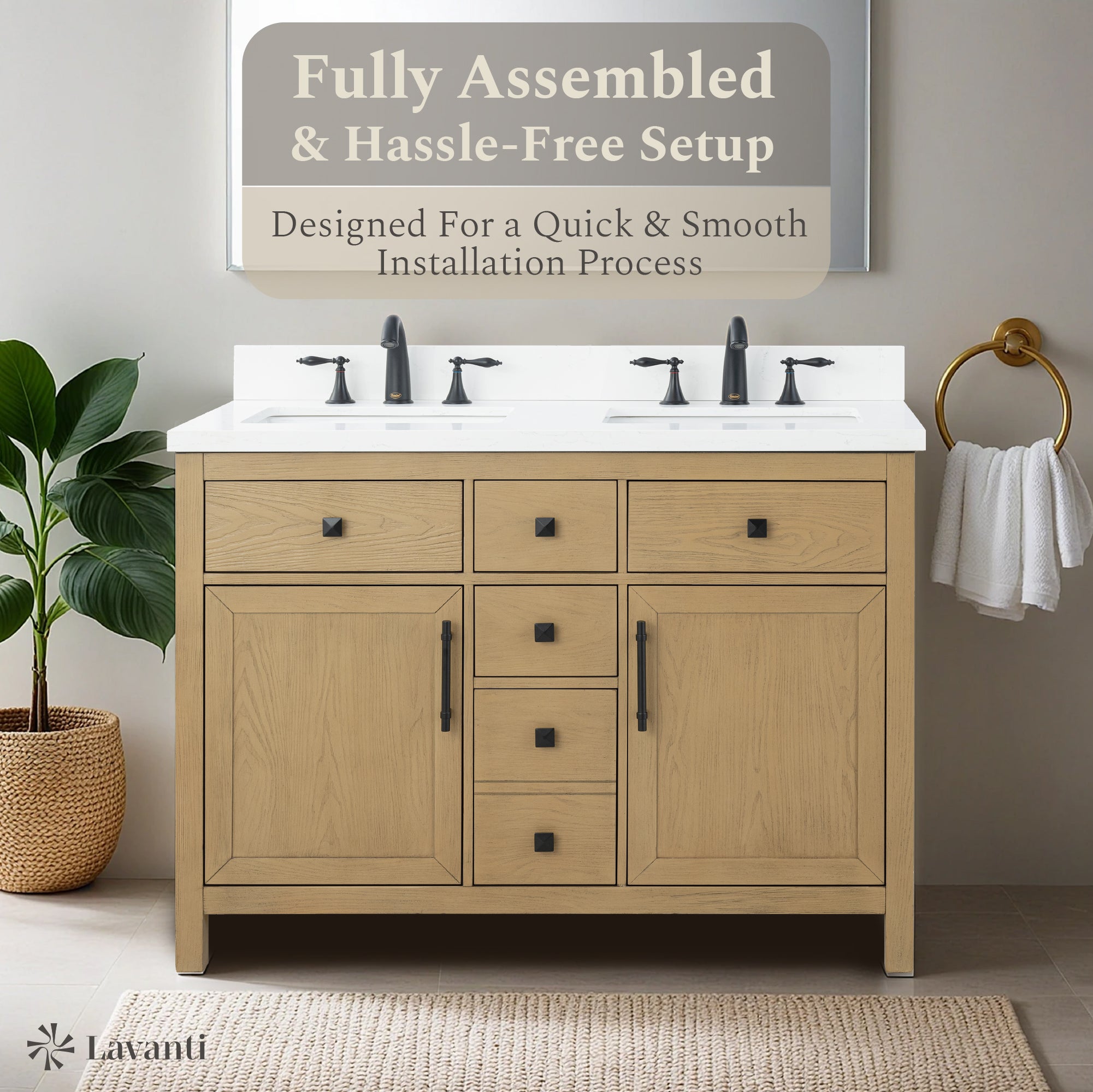 Lavanti Oakford - Oak 48" Double Sink