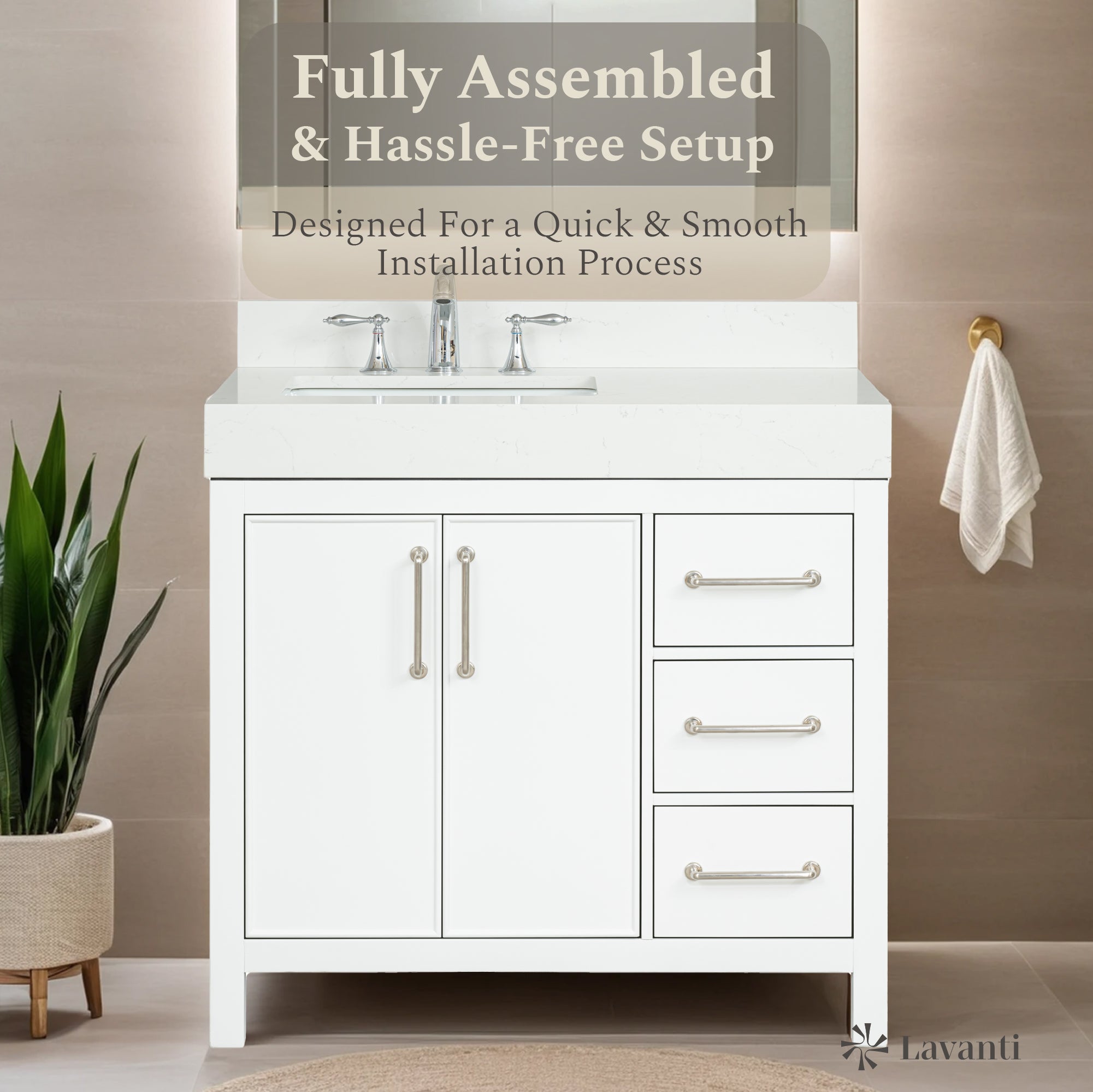 Lavanti Valvet - White 36" Left Sink