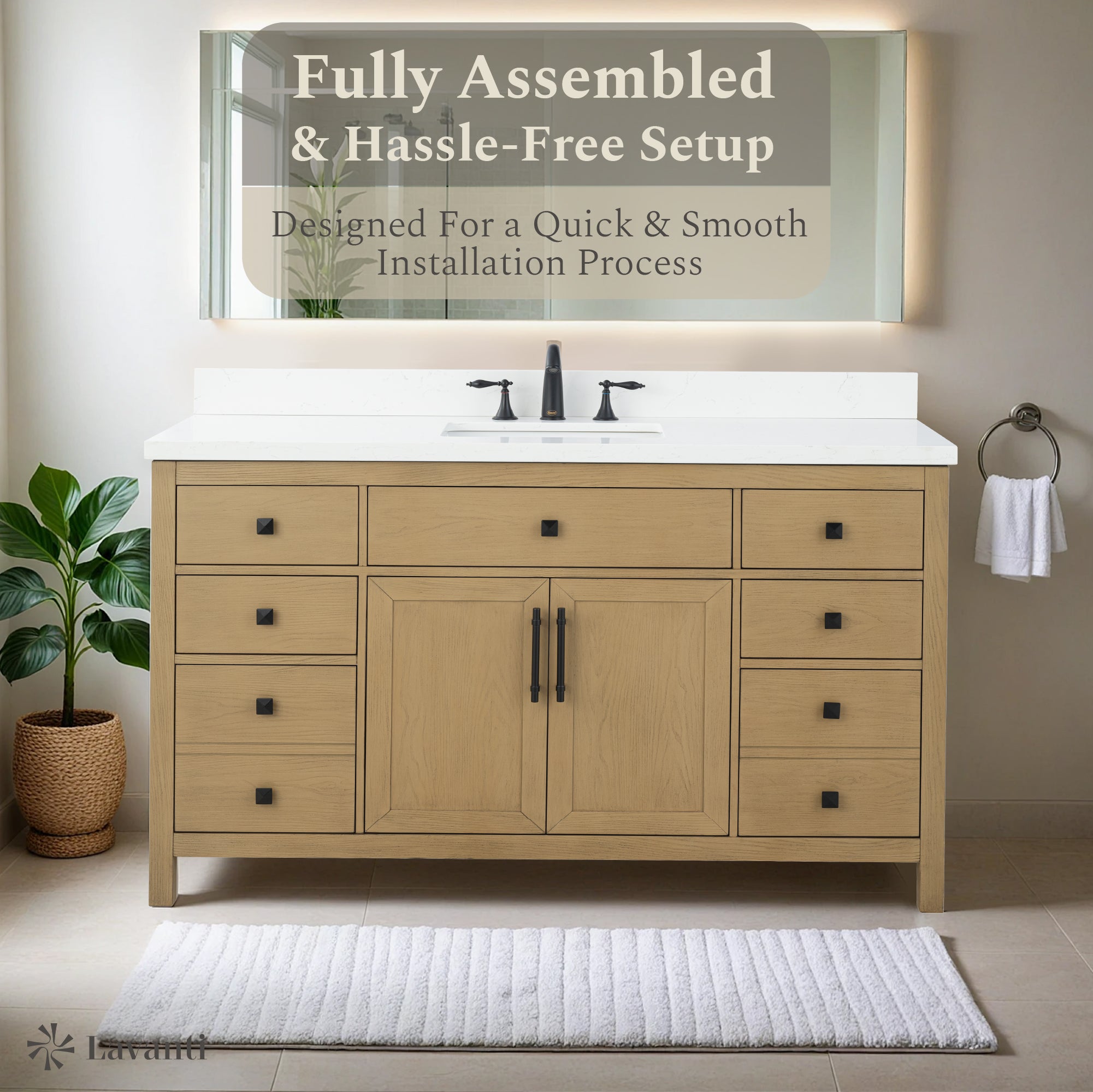 Lavanti Oakford - Oak 60" Single Sink