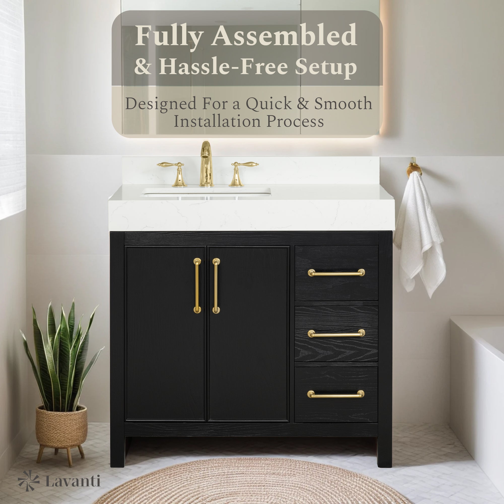 Lavanti Valvet - Firwood Black 36" Left Sink