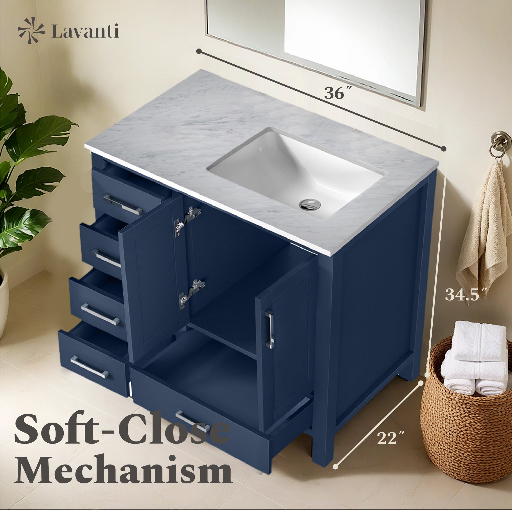 Lavanti Jumana - Navy Blue 36" Right Sink