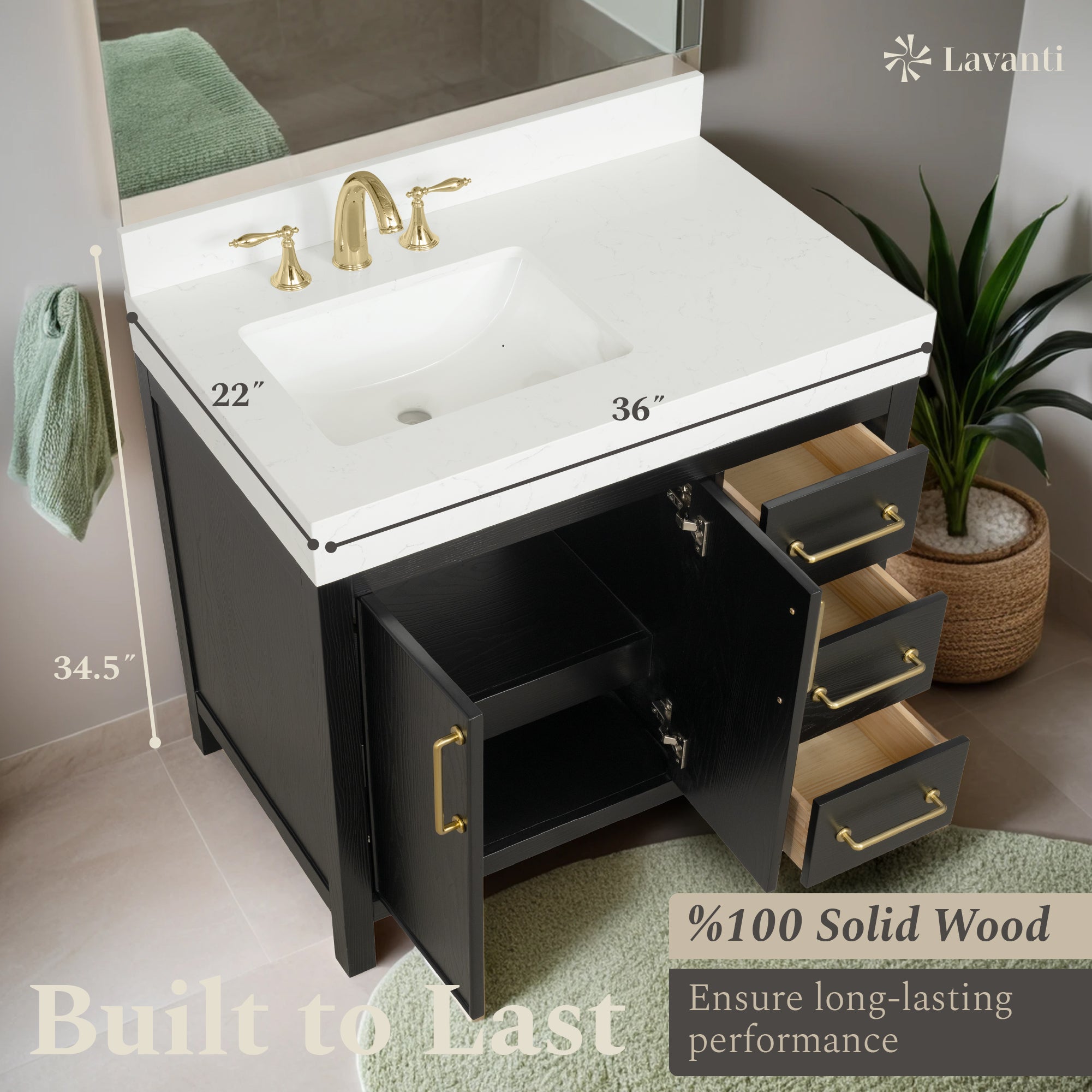 Lavanti Valvet - Firwood Black 36" Left Sink