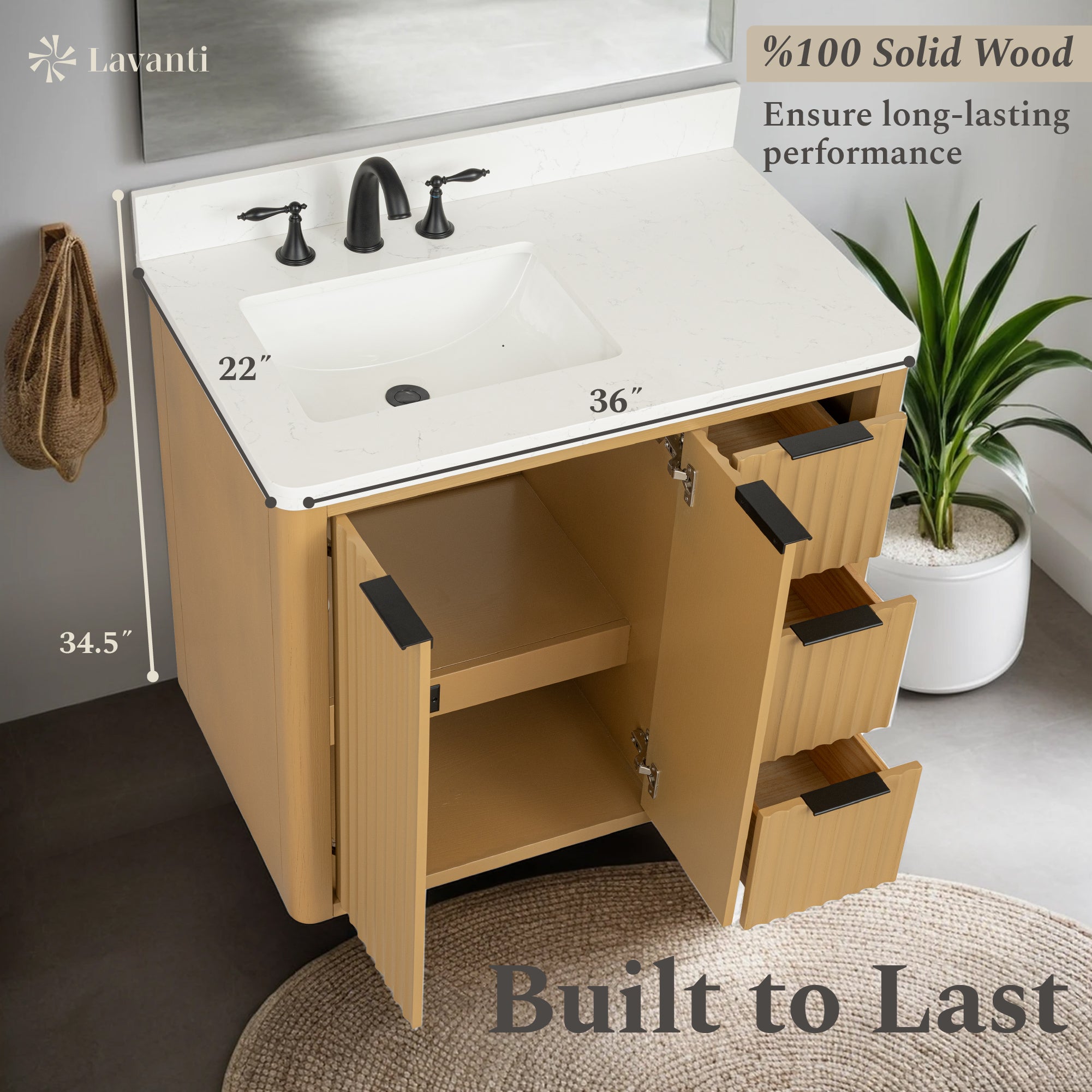 Lavanti Wooderna - Oak 36" Left Sink