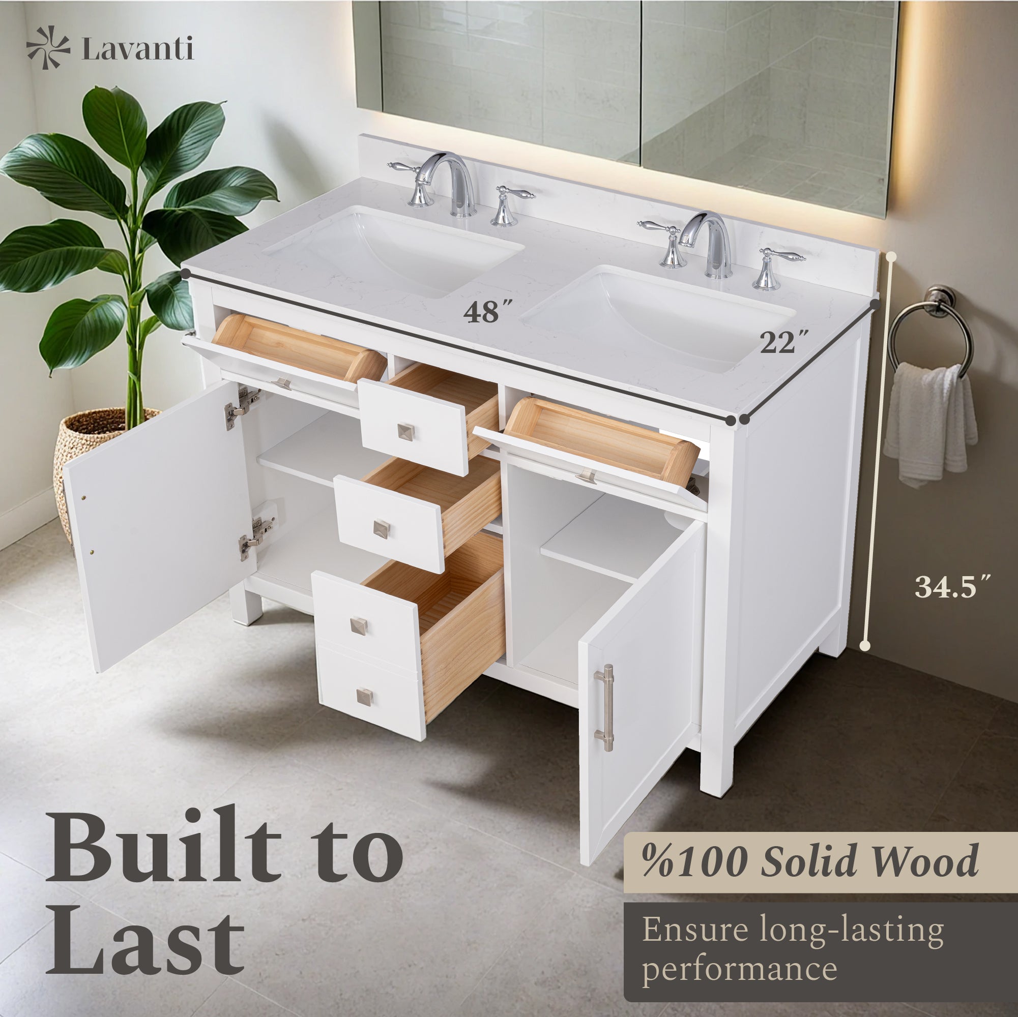 Lavanti Oakford - White 48" Double Sink