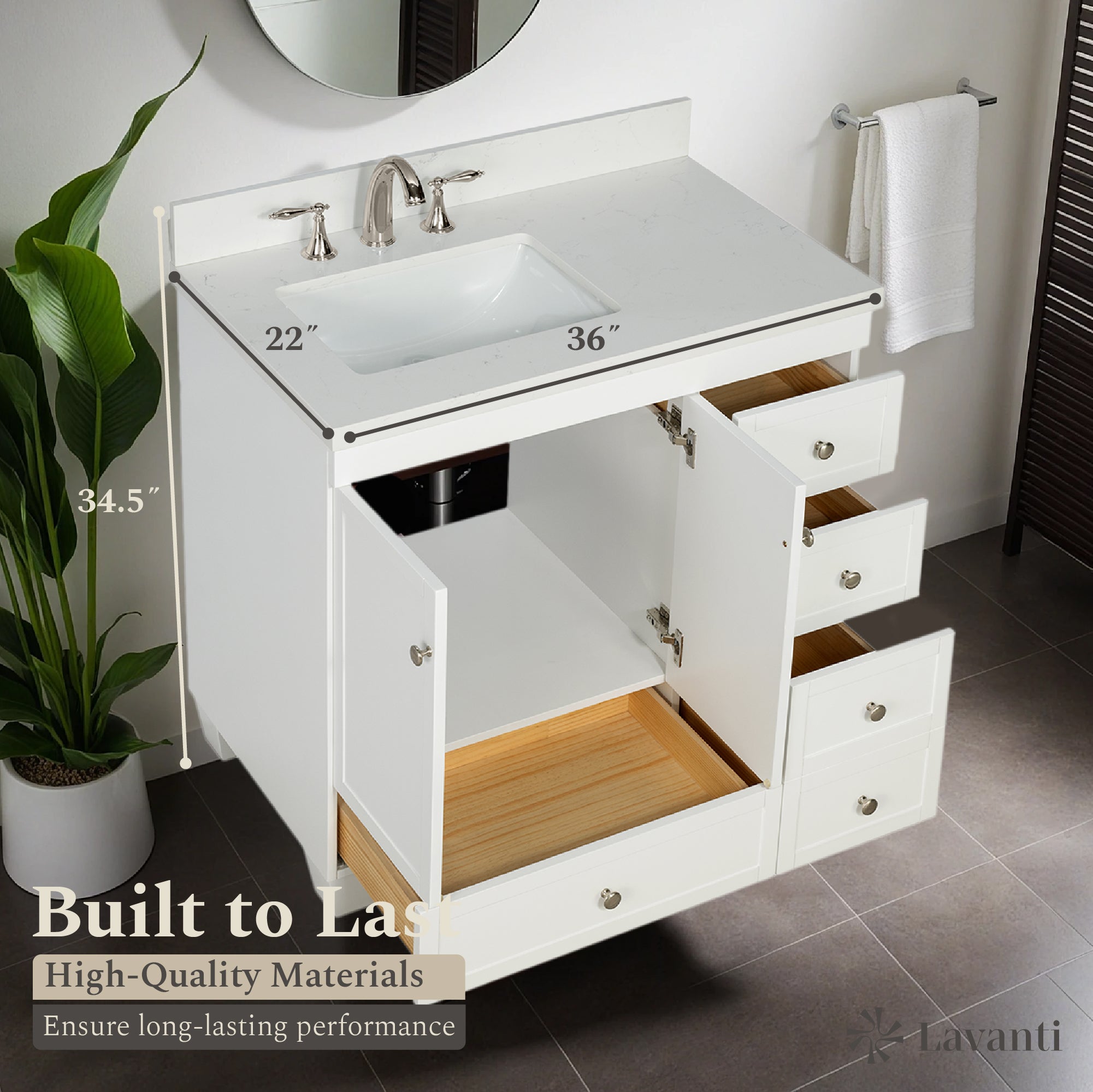 Lavanti Depos - White 36" Left Sink