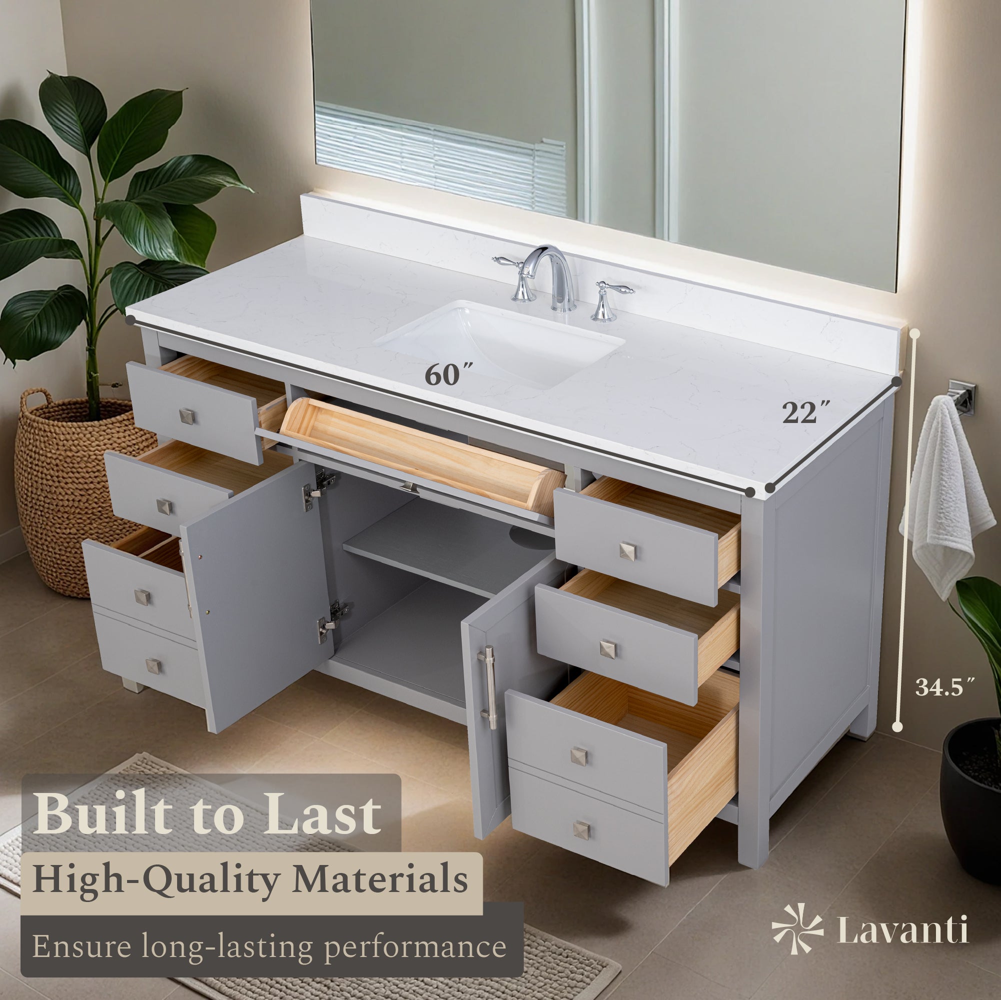 Lavanti Oakford - Gray 60" Single Sink