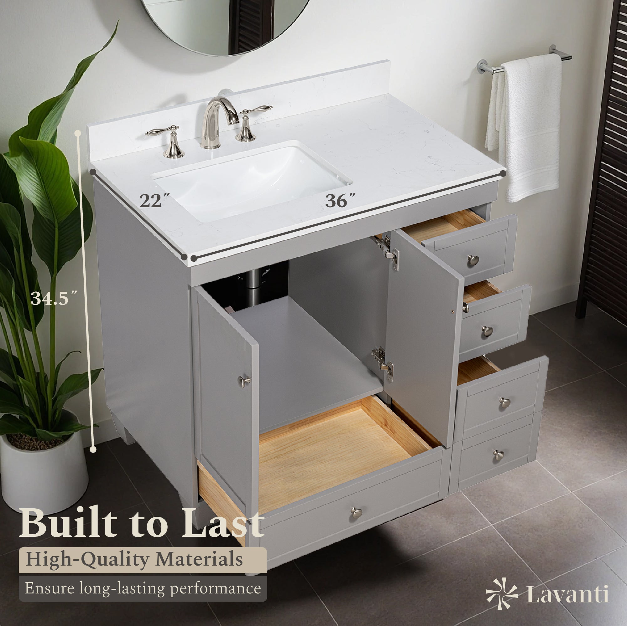 Lavanti Depos - Gray 36" Left Sink