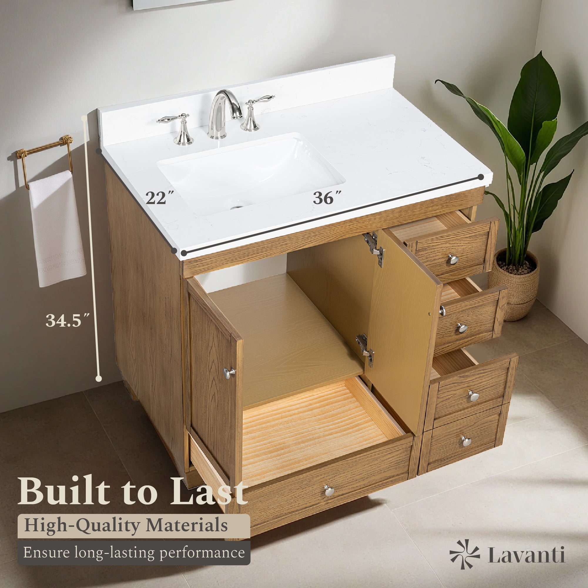 Lavanti Depos - Gray Oak 36" Left Sink