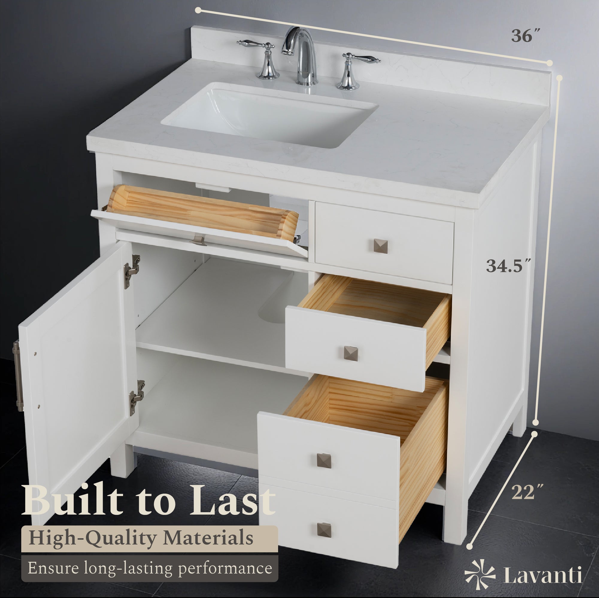 Lavanti Oakford - White 36" Left Sink