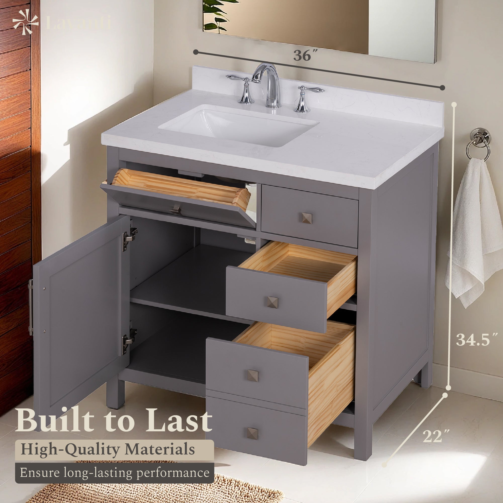 Lavanti Oakford - Gray 36" Left Sink