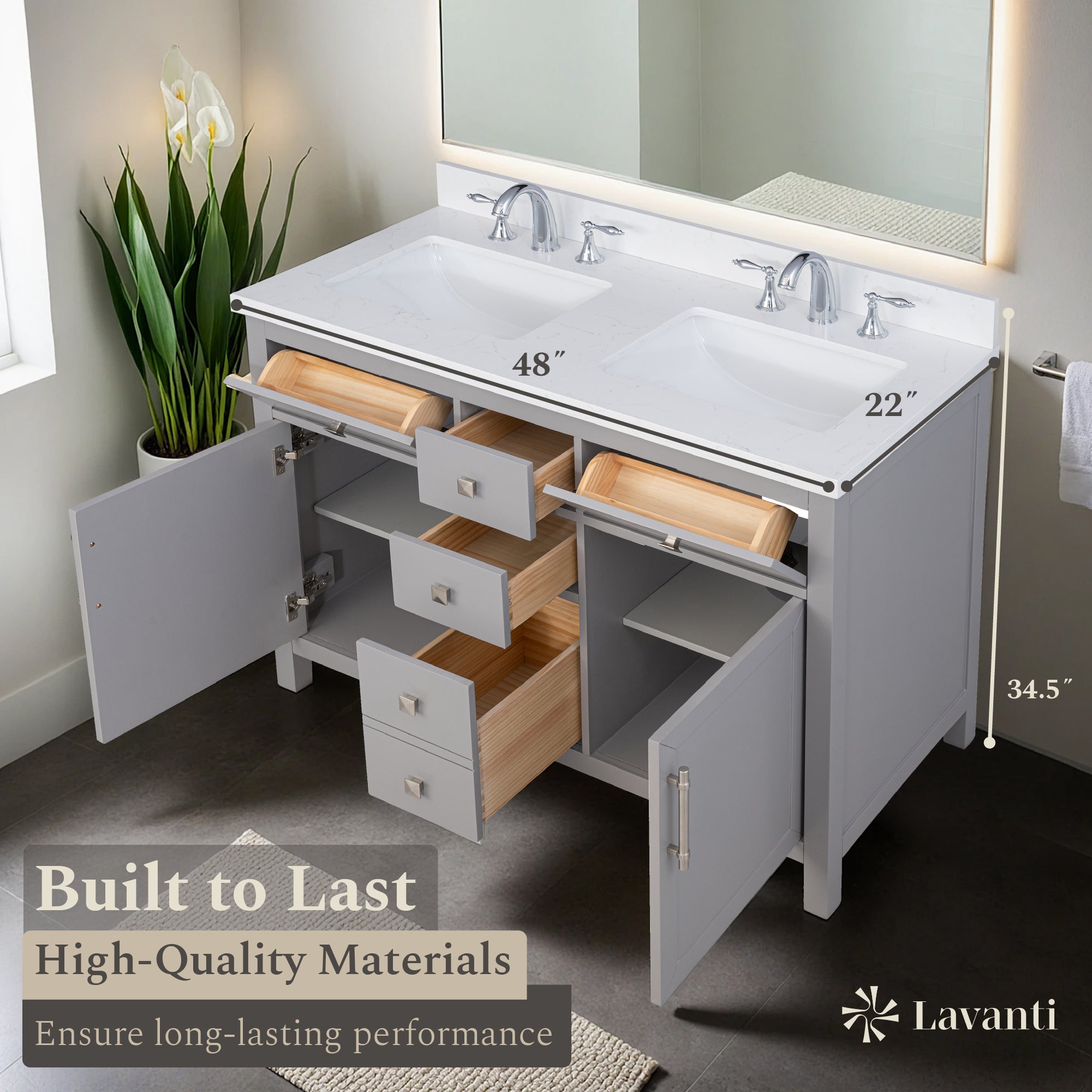 Lavanti Oakford - Gray 48" Double Sink