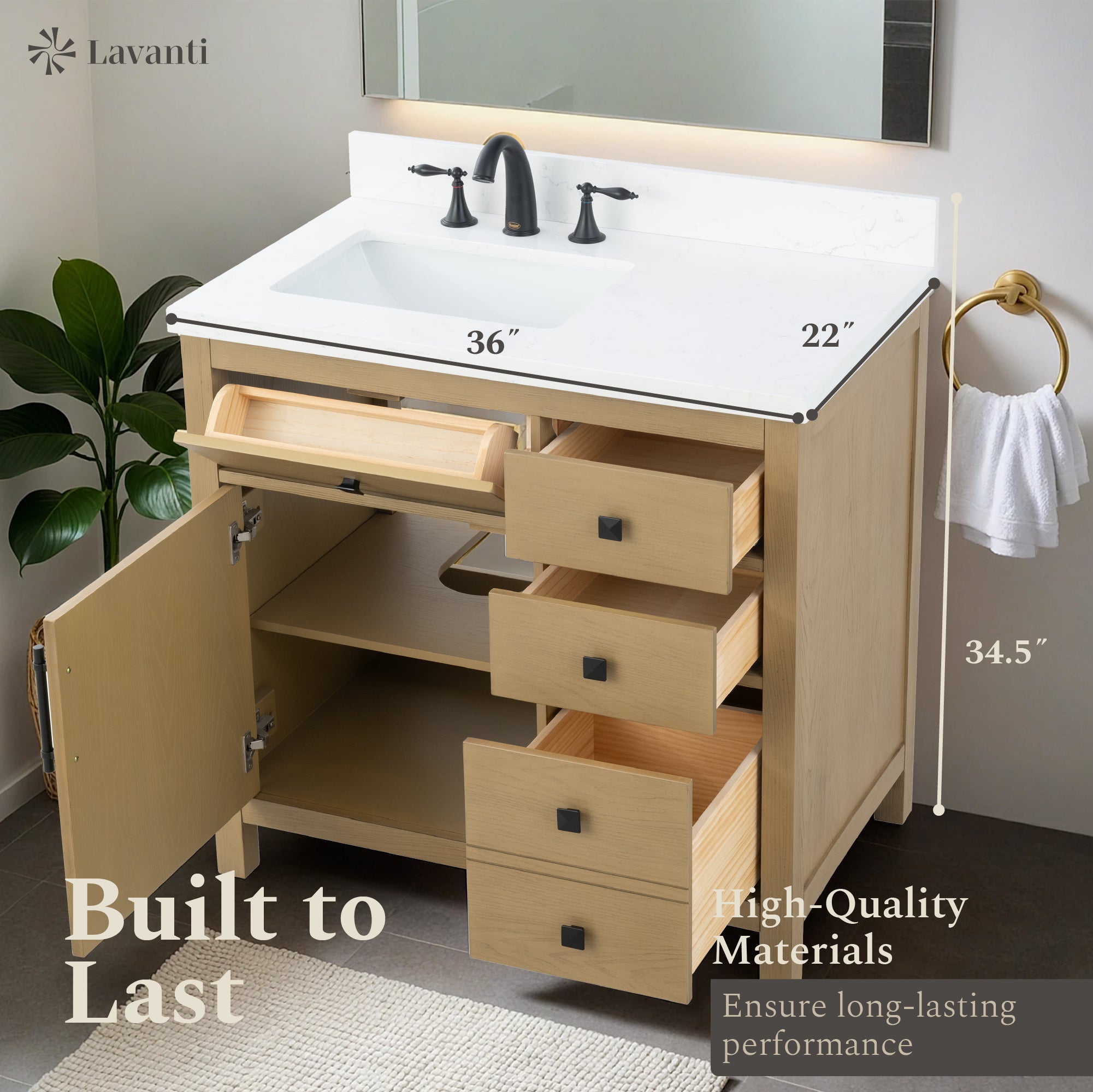 Lavanti Oakford - Oak 36" Left Sink