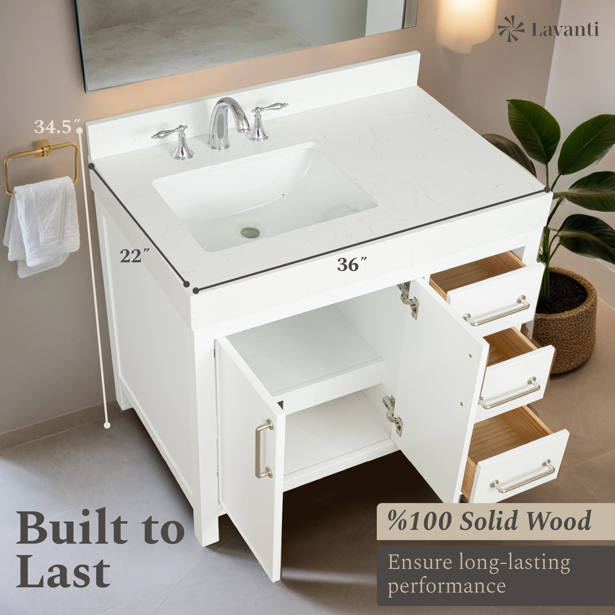 Lavanti Valvet - White 36" Left Sink
