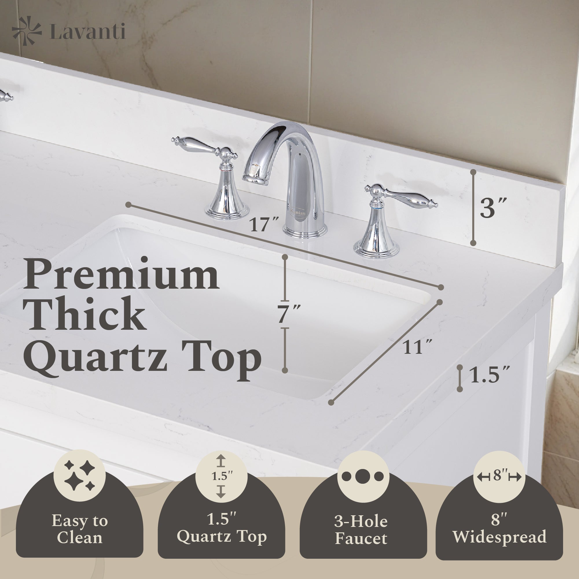 Lavanti Oakford - White 48" Double Sink