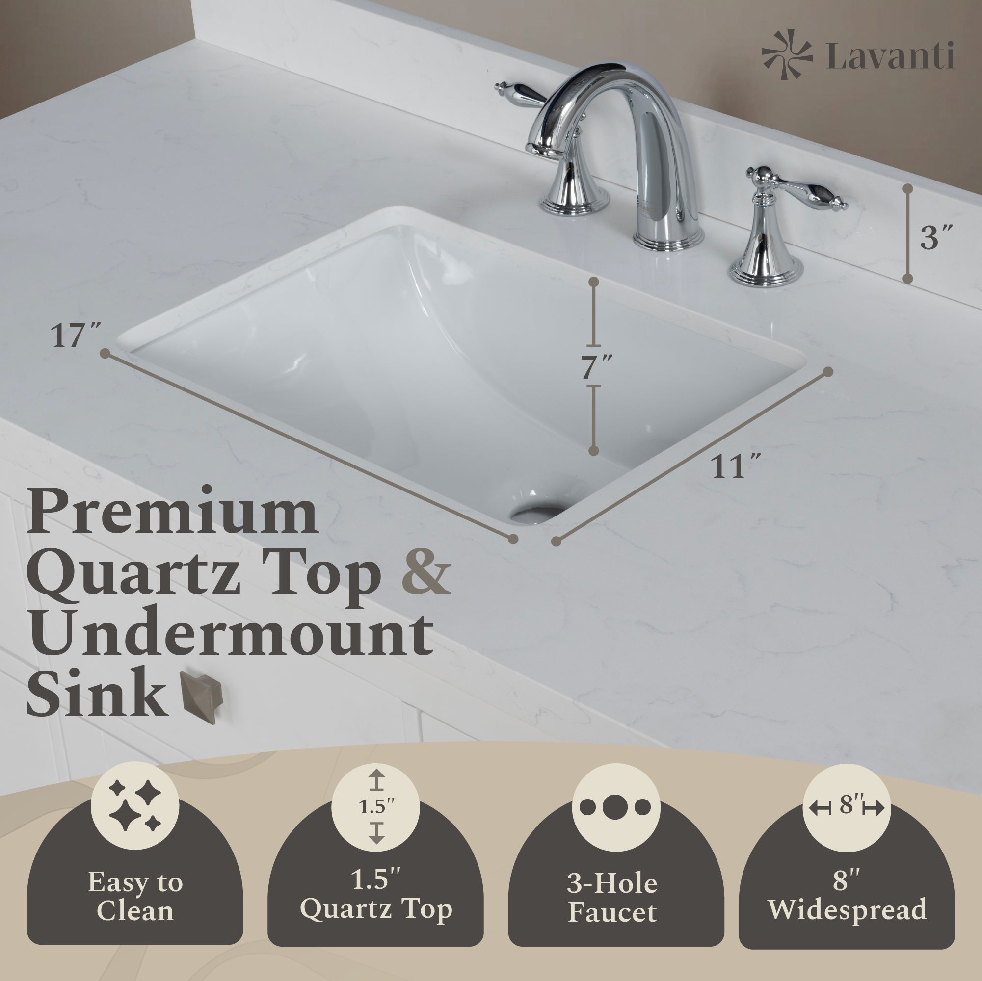 Lavanti Oakford - White 36" Left Sink