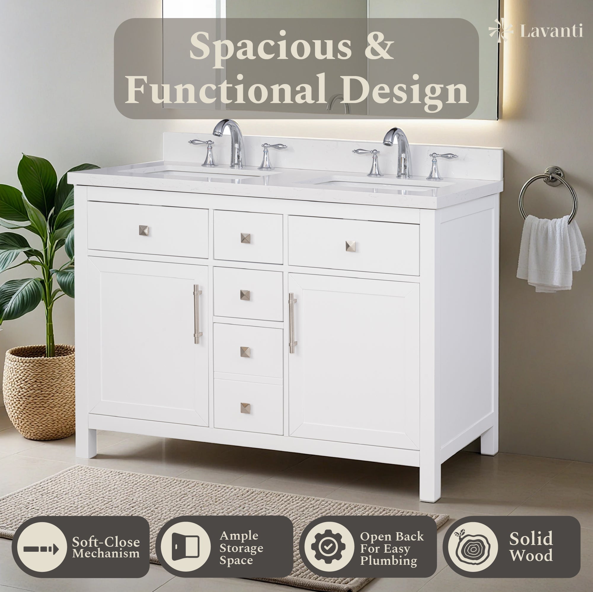Lavanti Oakford - White 48" Double Sink