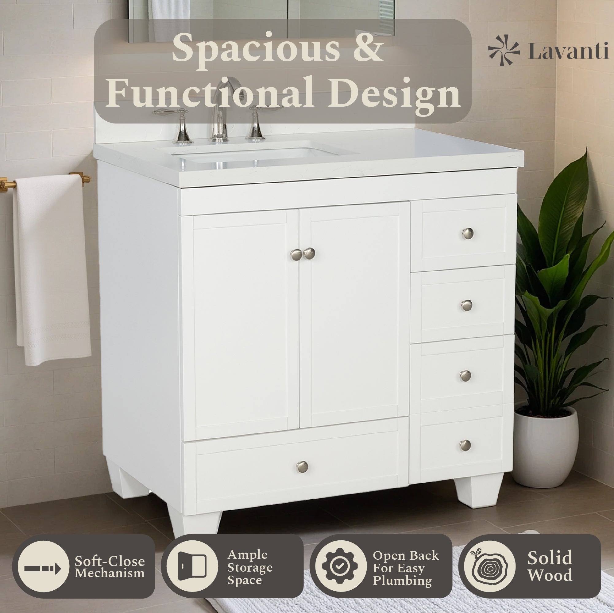 Lavanti Depos - White 36" Left Sink