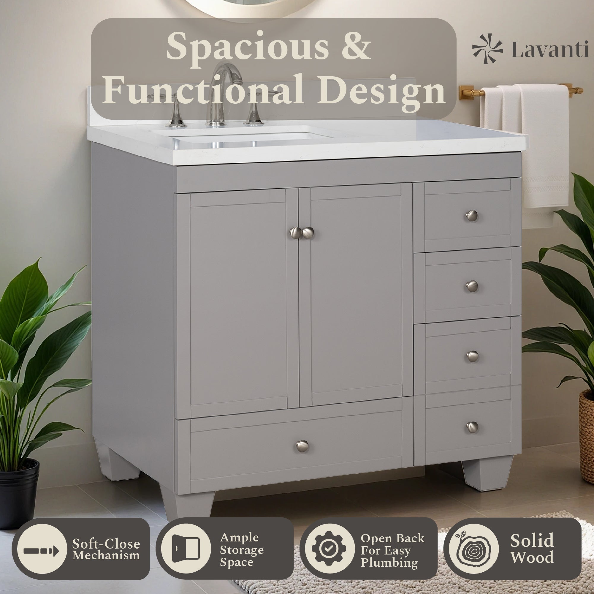 Lavanti Depos - Gray 36" Left Sink