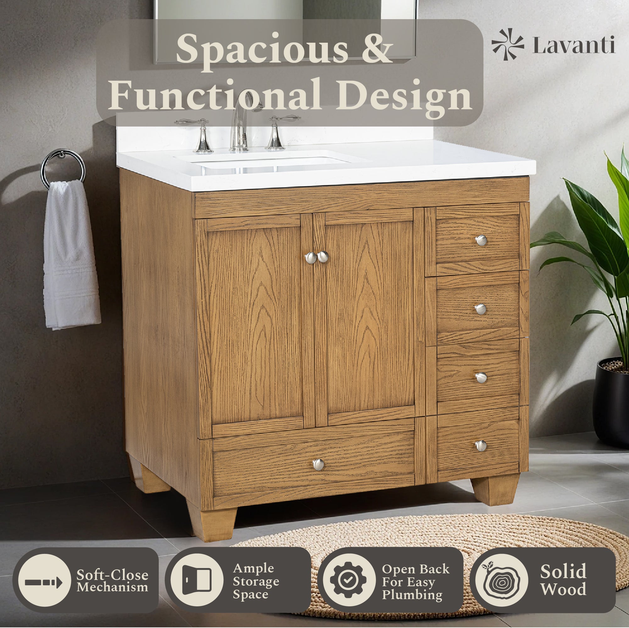 Lavanti Depos - Gray Oak 36" Left Sink
