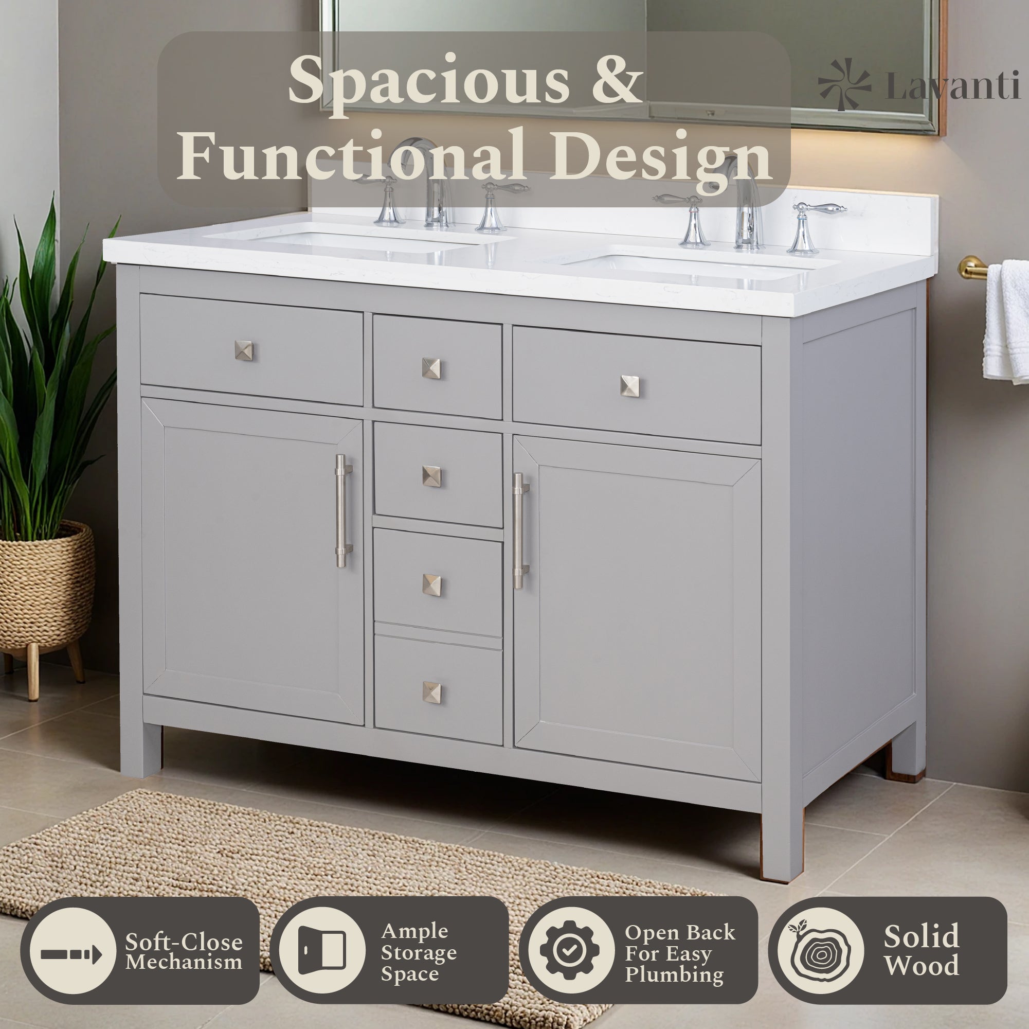 Lavanti Oakford - Gray 48" Double Sink