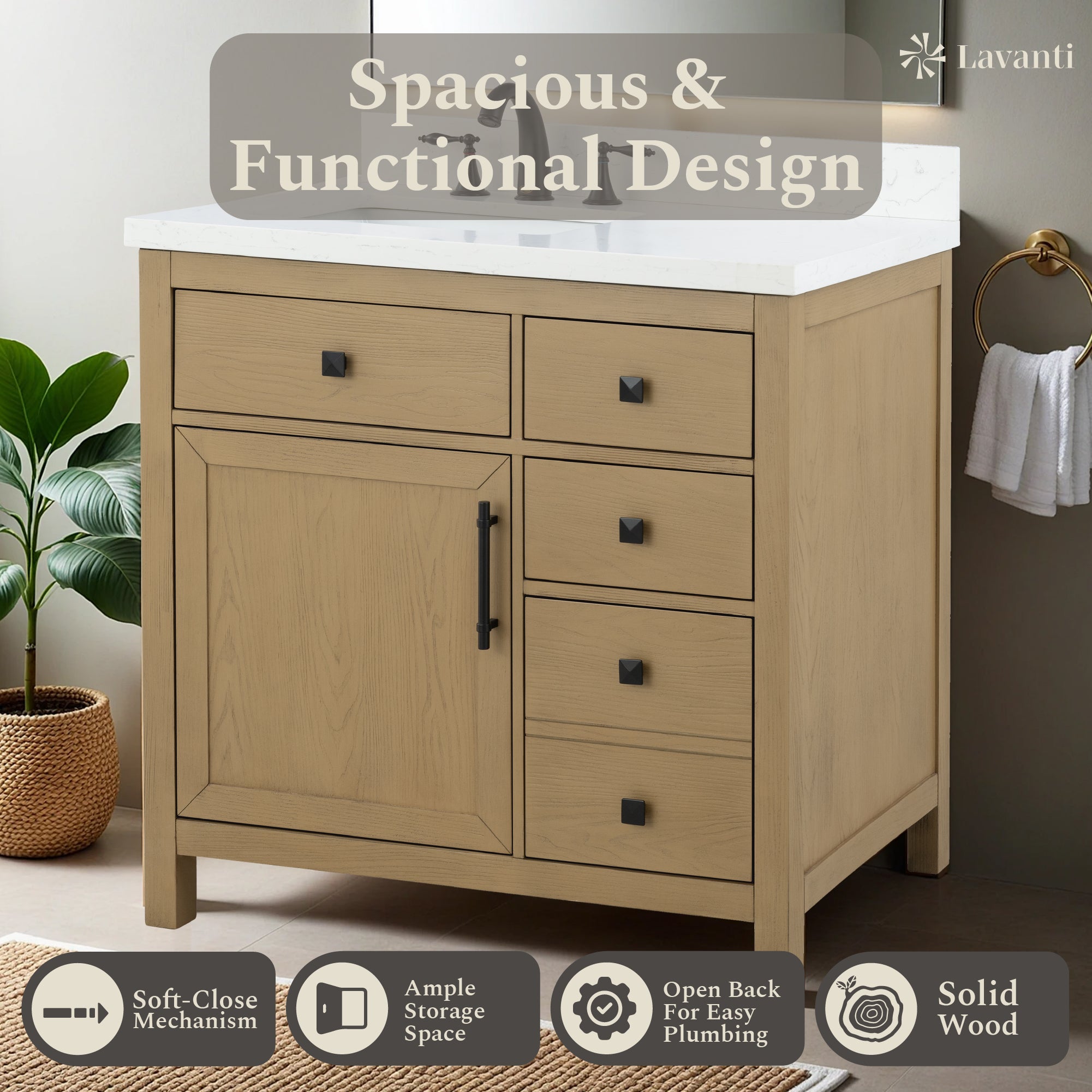 Lavanti Oakford - Oak 36" Left Sink