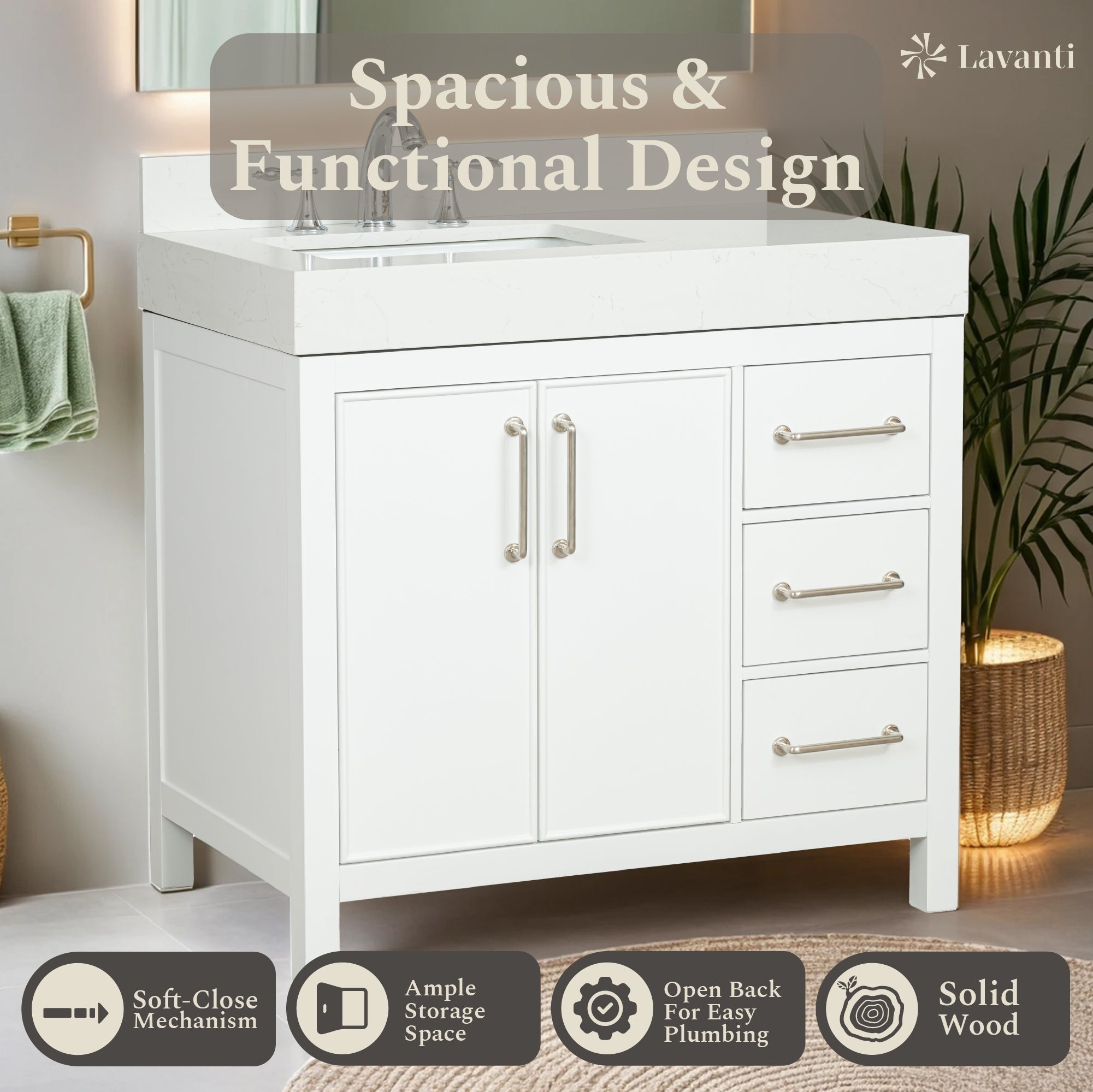 Lavanti Valvet - White 36" Left Sink