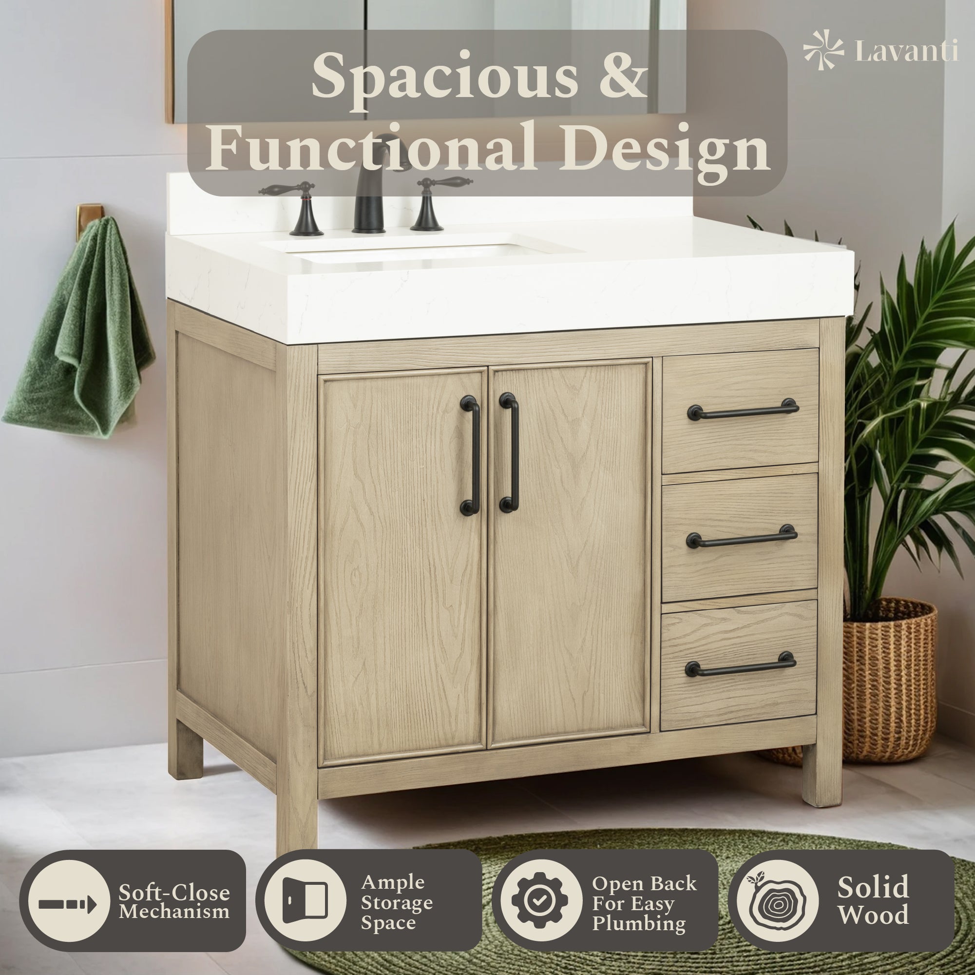 Lavanti Valvet - Firwood Gray 36" Left Sink