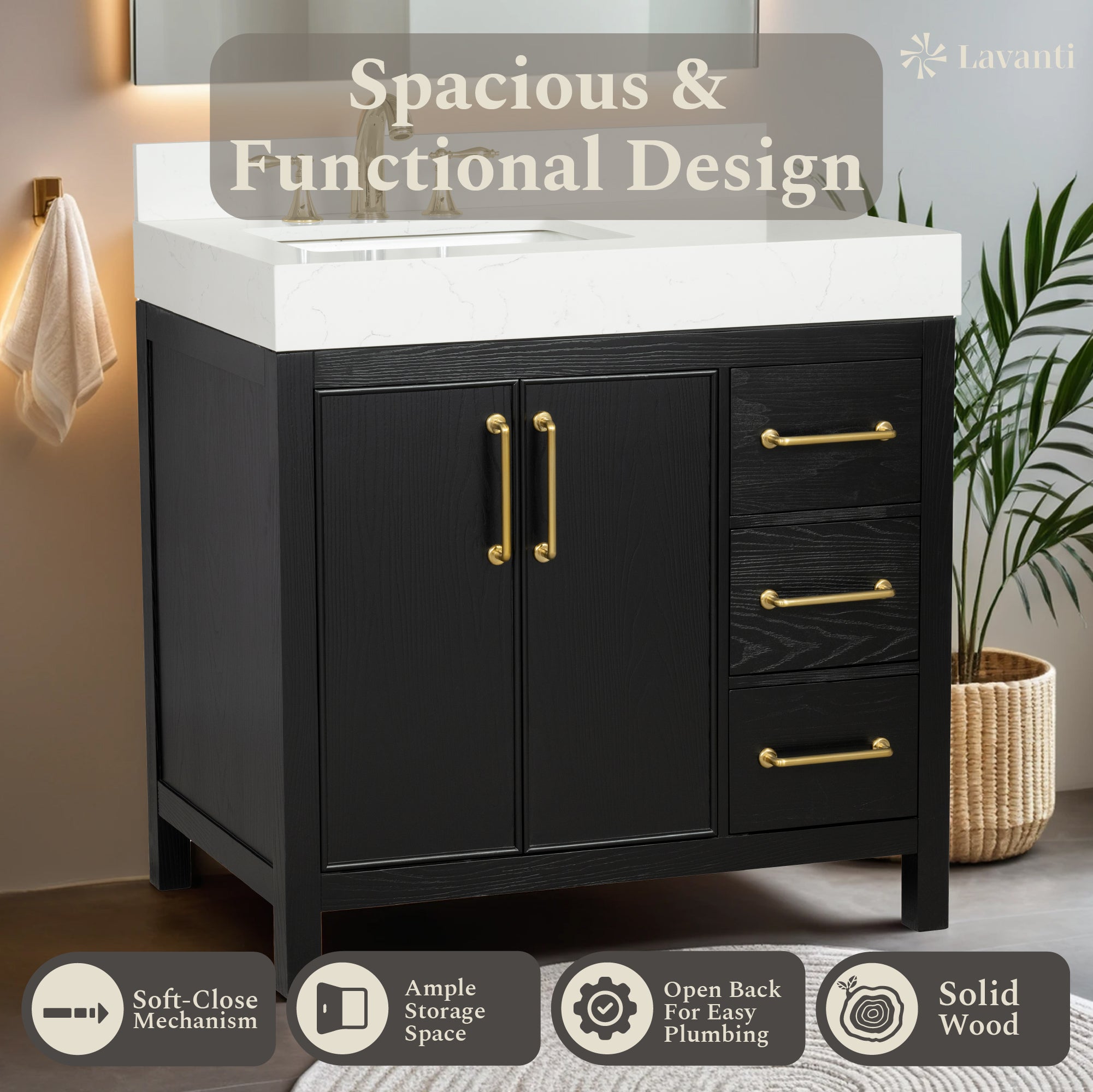 Lavanti Valvet - Firwood Black 36" Left Sink