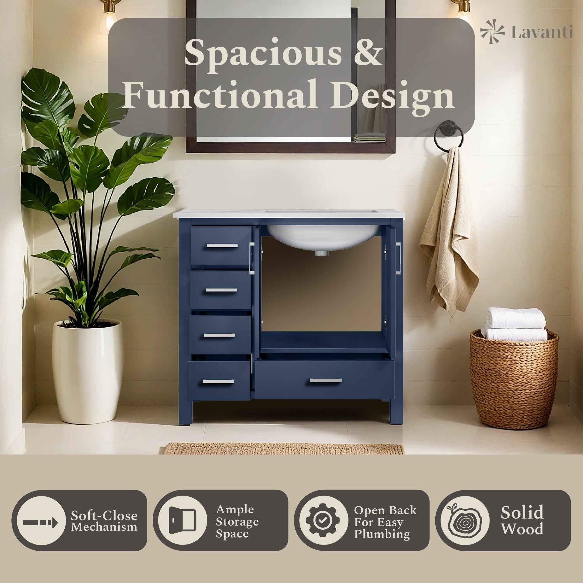 Lavanti Jumana - Navy Blue 36" Right Sink