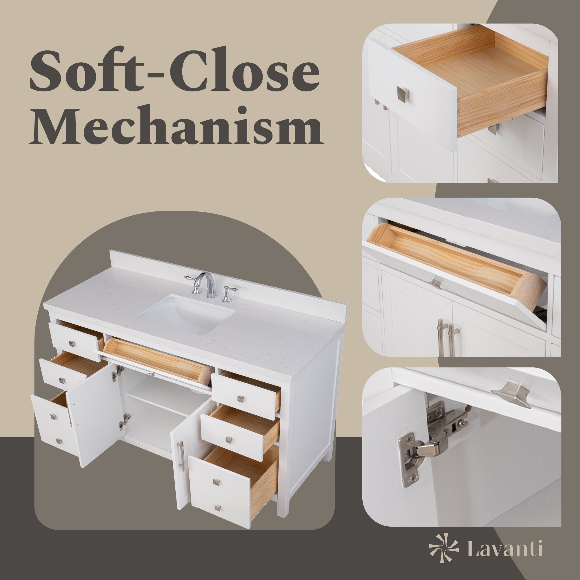 Lavanti Oakford - White 60" Single Sink