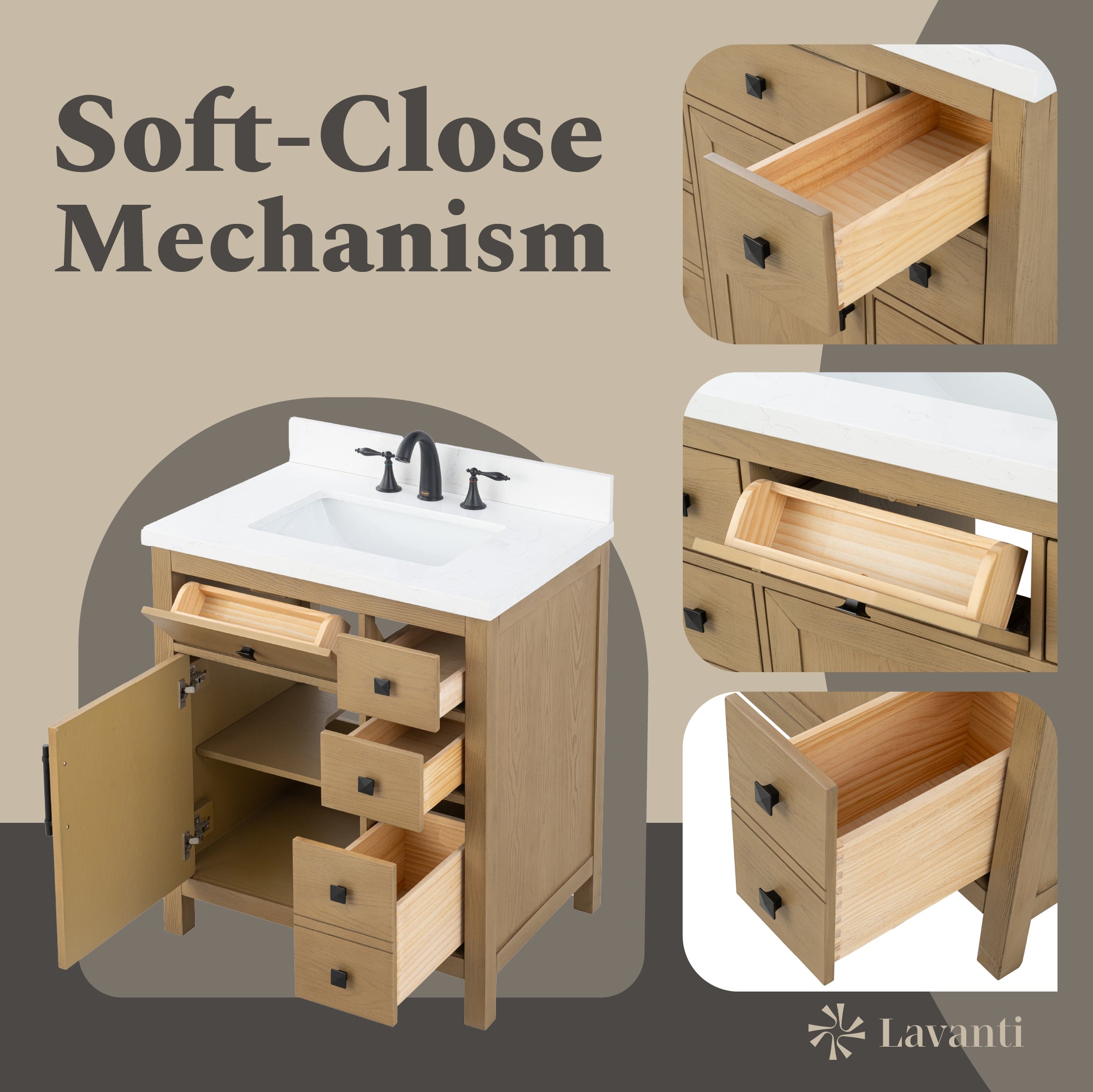 Lavanti Oakford - Oak 36" Left Sink
