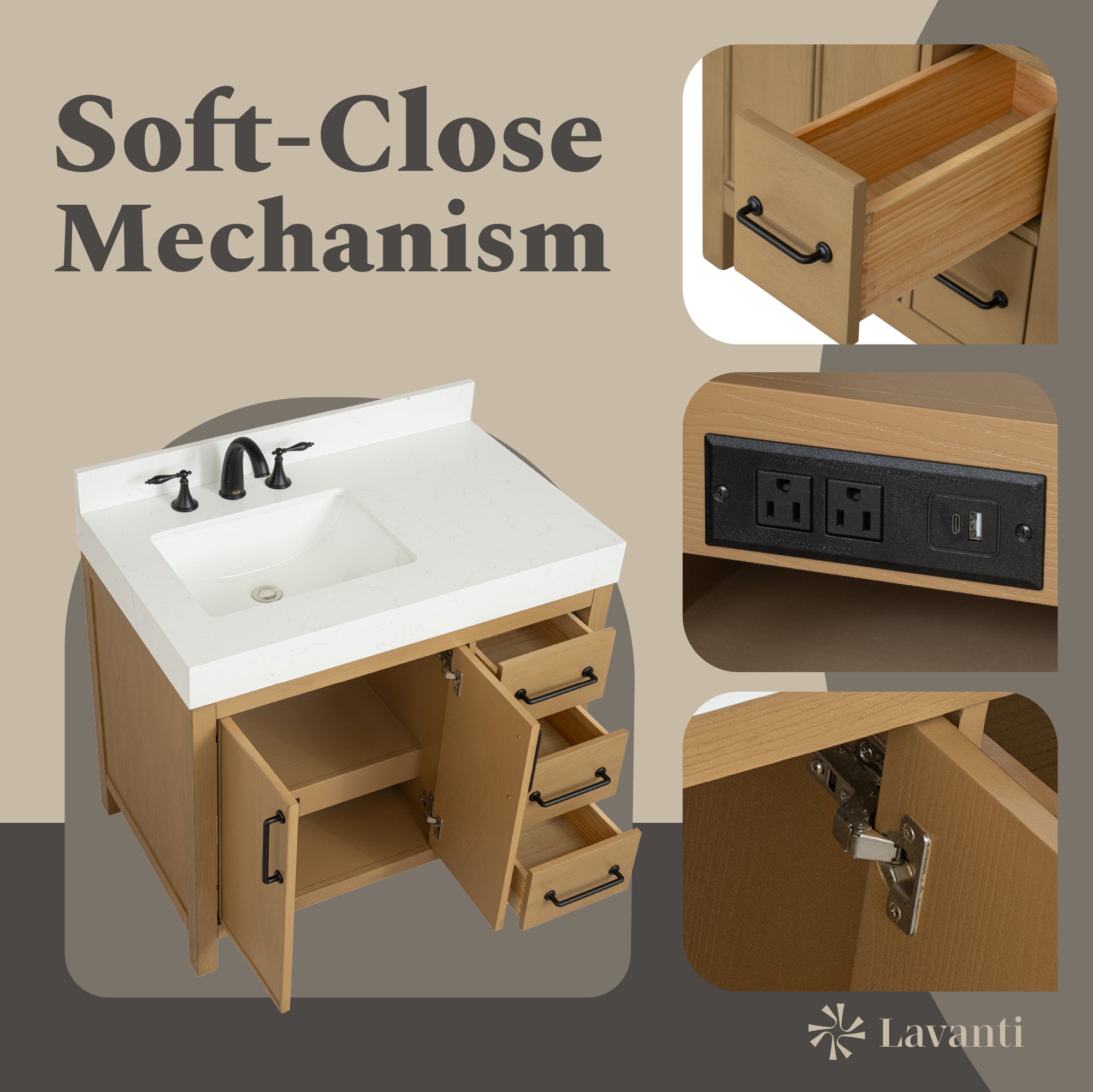 Lavanti Valvet - Oak 36" Left Sink