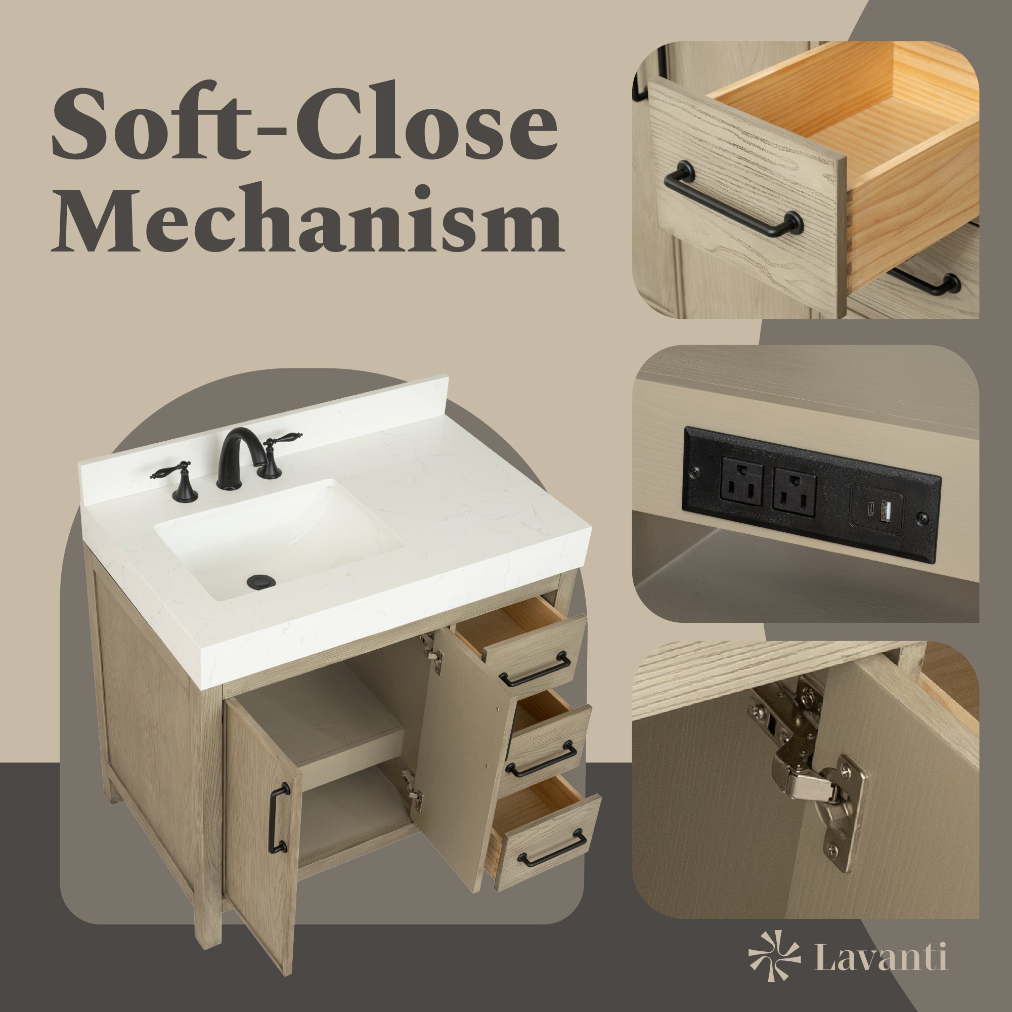 Lavanti Valvet - Firwood Gray 36" Left Sink