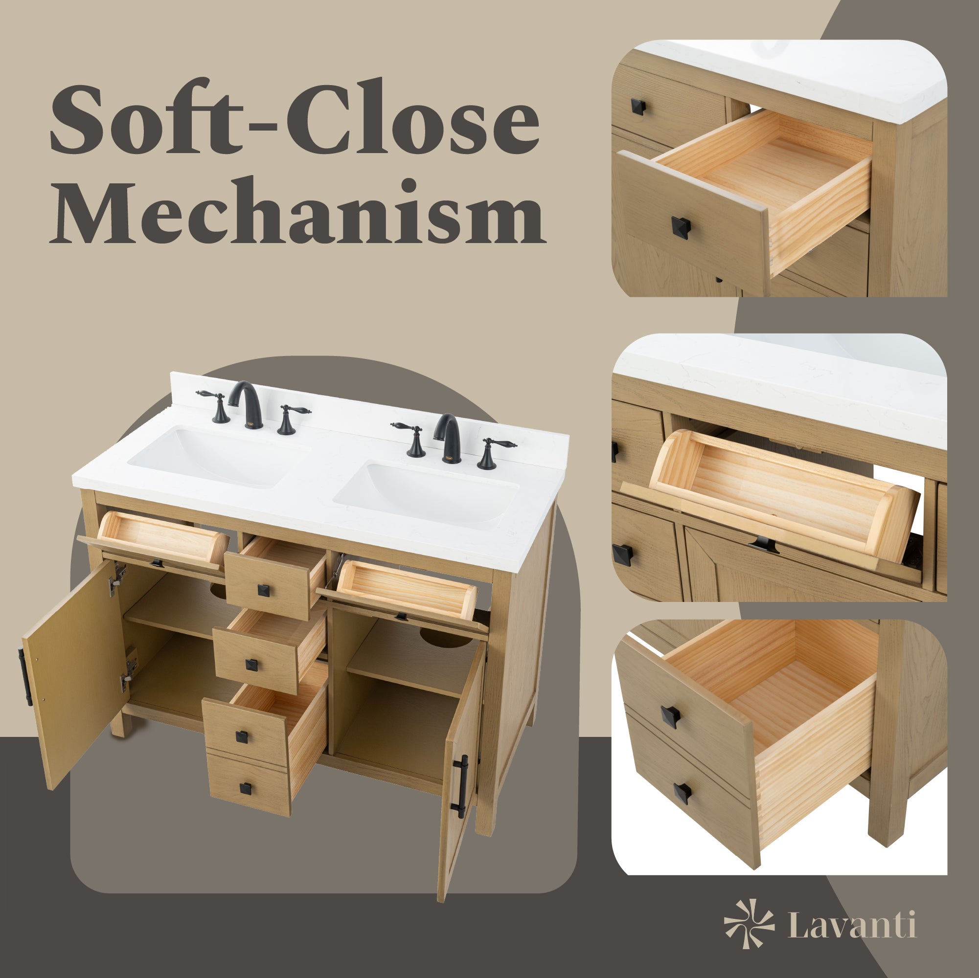 Lavanti Oakford - Oak 48" Double Sink