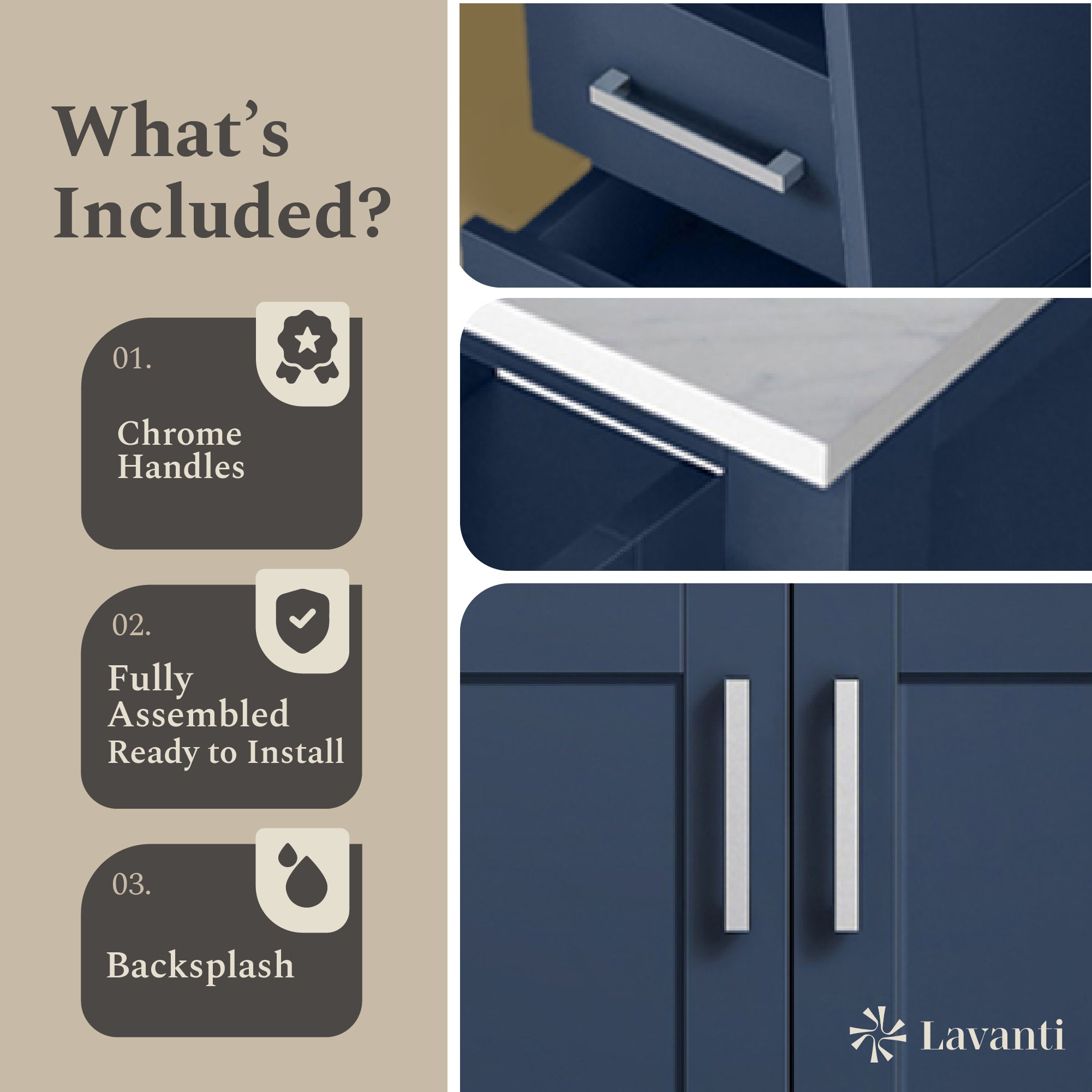 Lavanti Jumana - Navy Blue 36" Right Sink